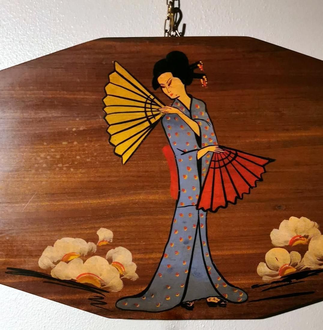 Teak Wood Decorative Panels With Japanese Kimono Figures photo buy
