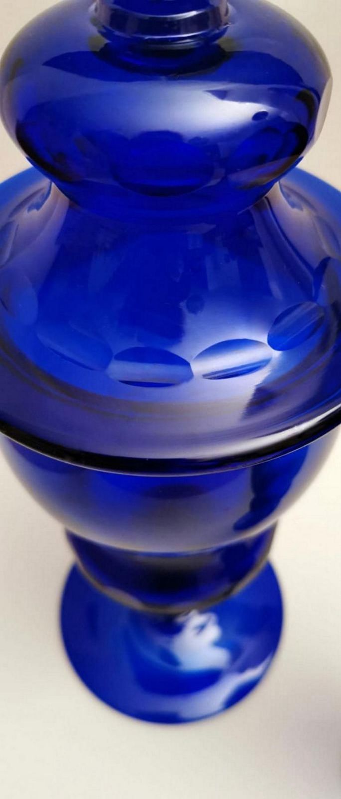 photo furniture Murano "Albarelli" Italian Pair Of Bottles With Lid Blue Blown Glass