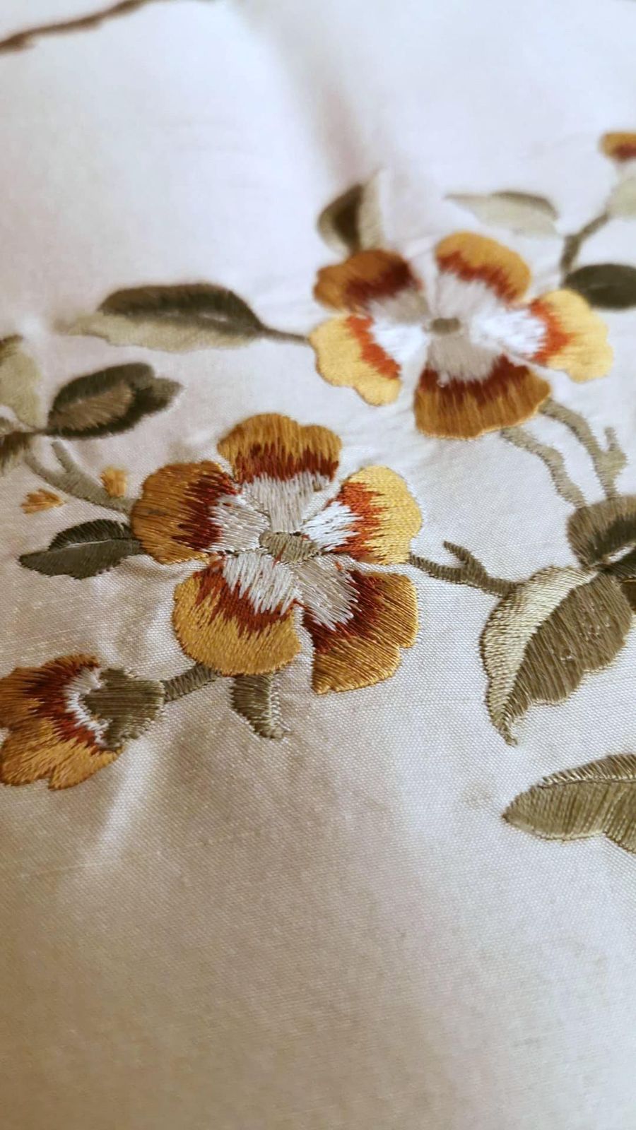 photo for sale Pair Of Pillows Italian Embroidered Silk And Velvet Back