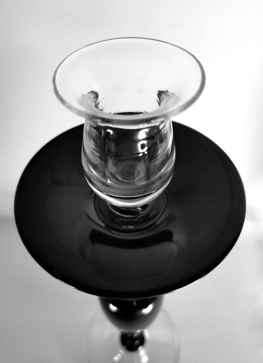 photo buy Art Deco Style Pair Of Black Crystal Italian Candlesticks