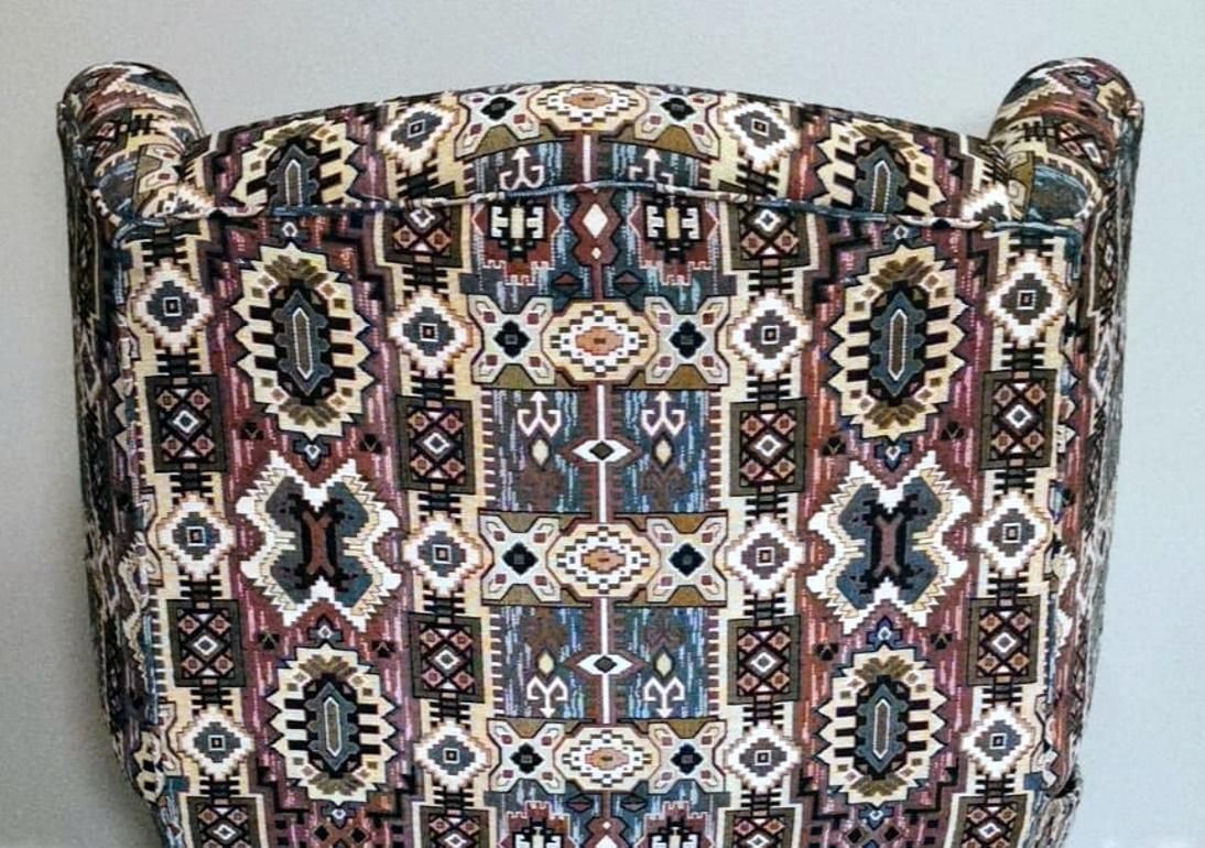 photo for sale Country Chic Style French Armchair With Patterned Fabric Handmade On Loom