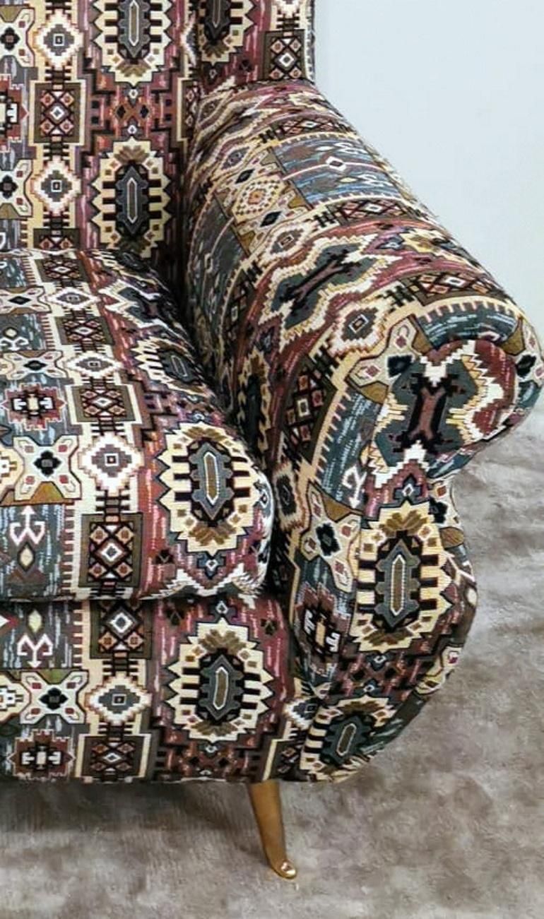 Furniture Country Chic Style French Armchair With Patterned Fabric Handmade On Loom photo