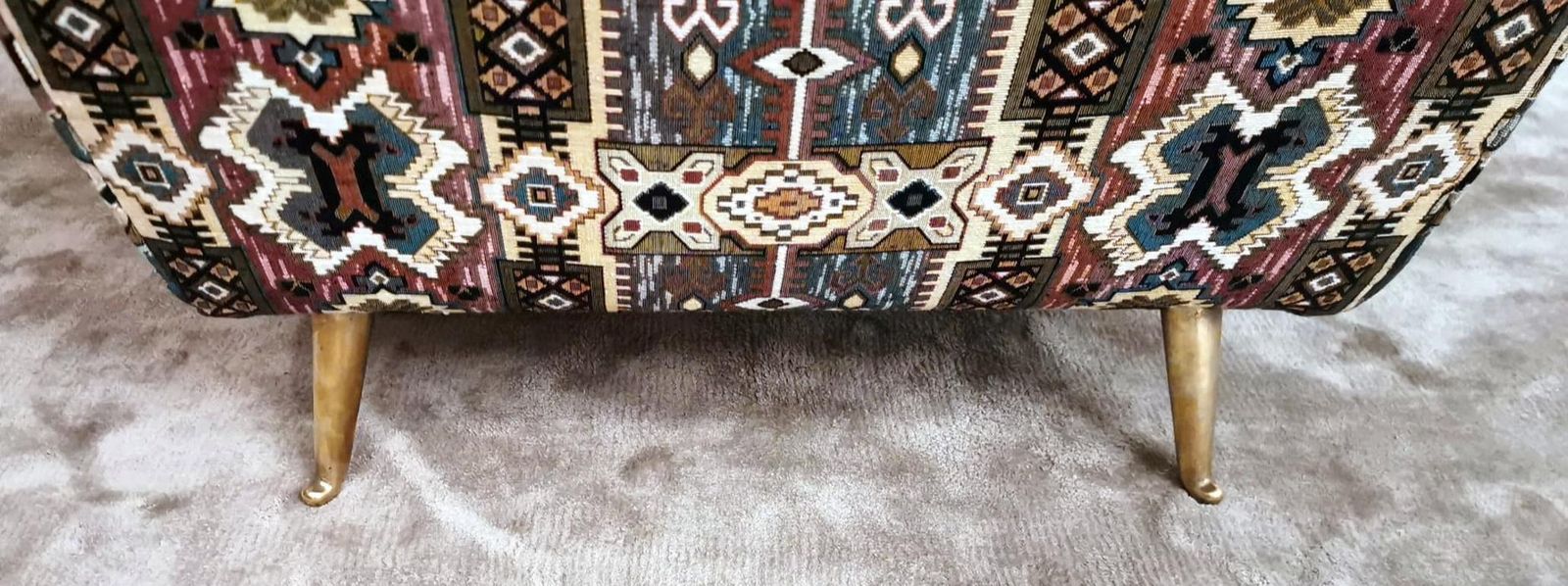 photo buy Country Chic Style French Armchair With Patterned Fabric Handmade On Loom