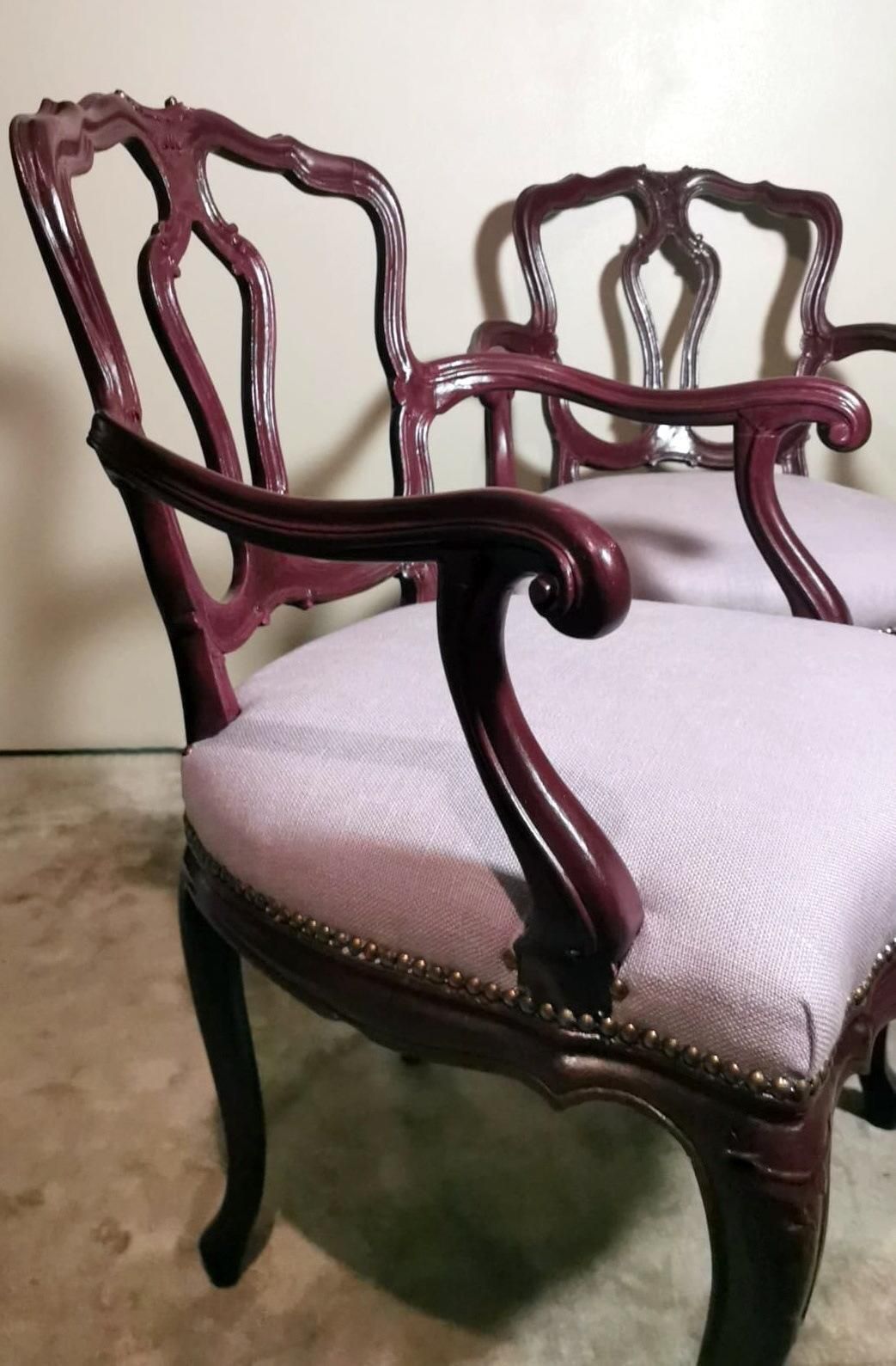 Louis Philippe Style Pair Of Chairs With Italian Armrests Model King photo buy