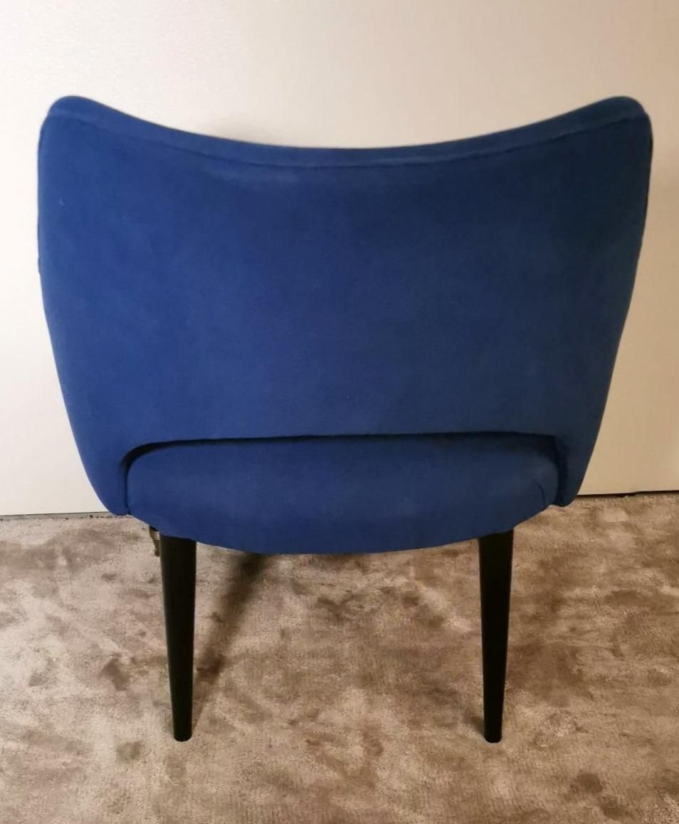 photo for sale Ulrich Guglielmo Style Pair Of Vintage Italian Blue Alcantara Armchairs