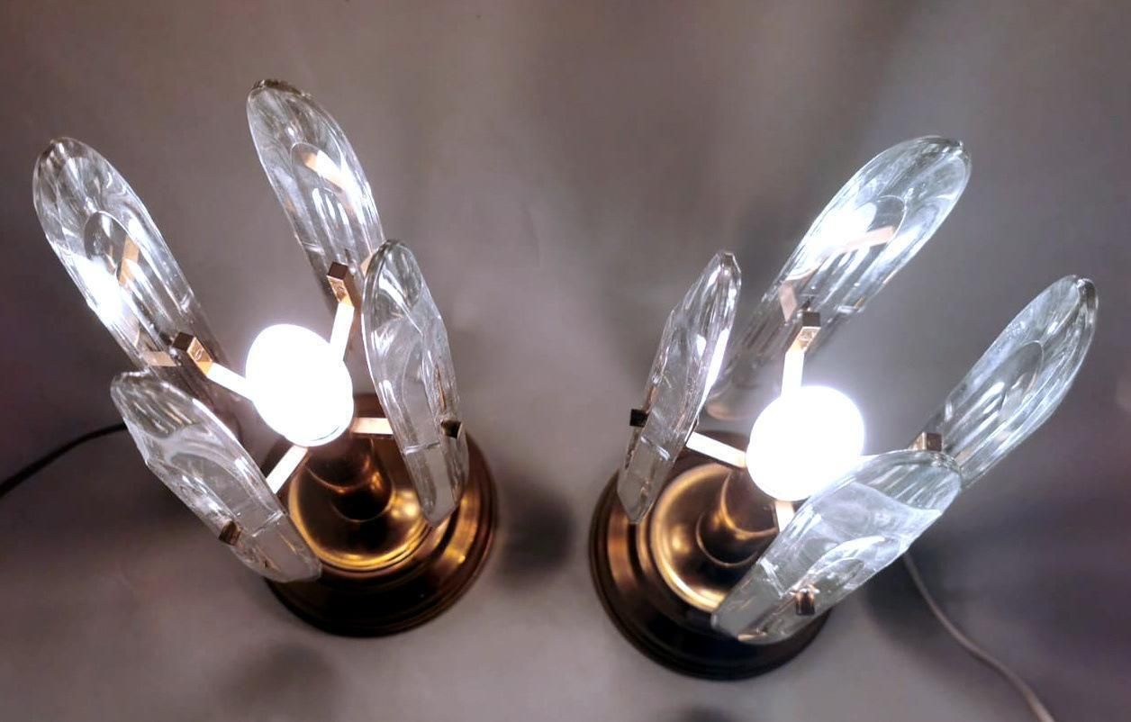 Sciolari Gaetano Pair Of Italian Table Lamps In Brass And Crystal photo vintage