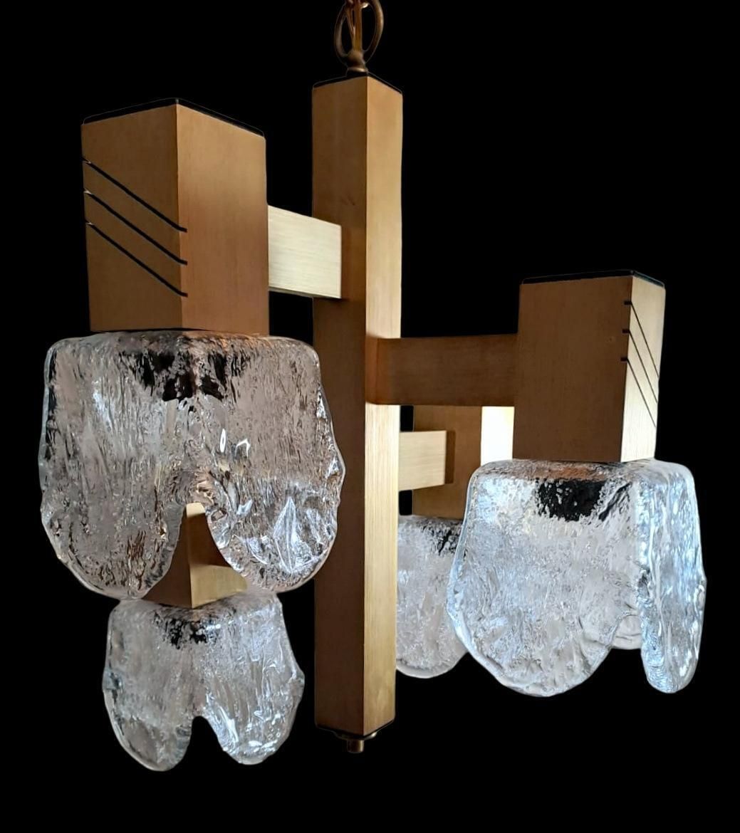 Sciolari Gaetano Style Space Age Chandelier In Aluminum And Half Crystal photo for sale