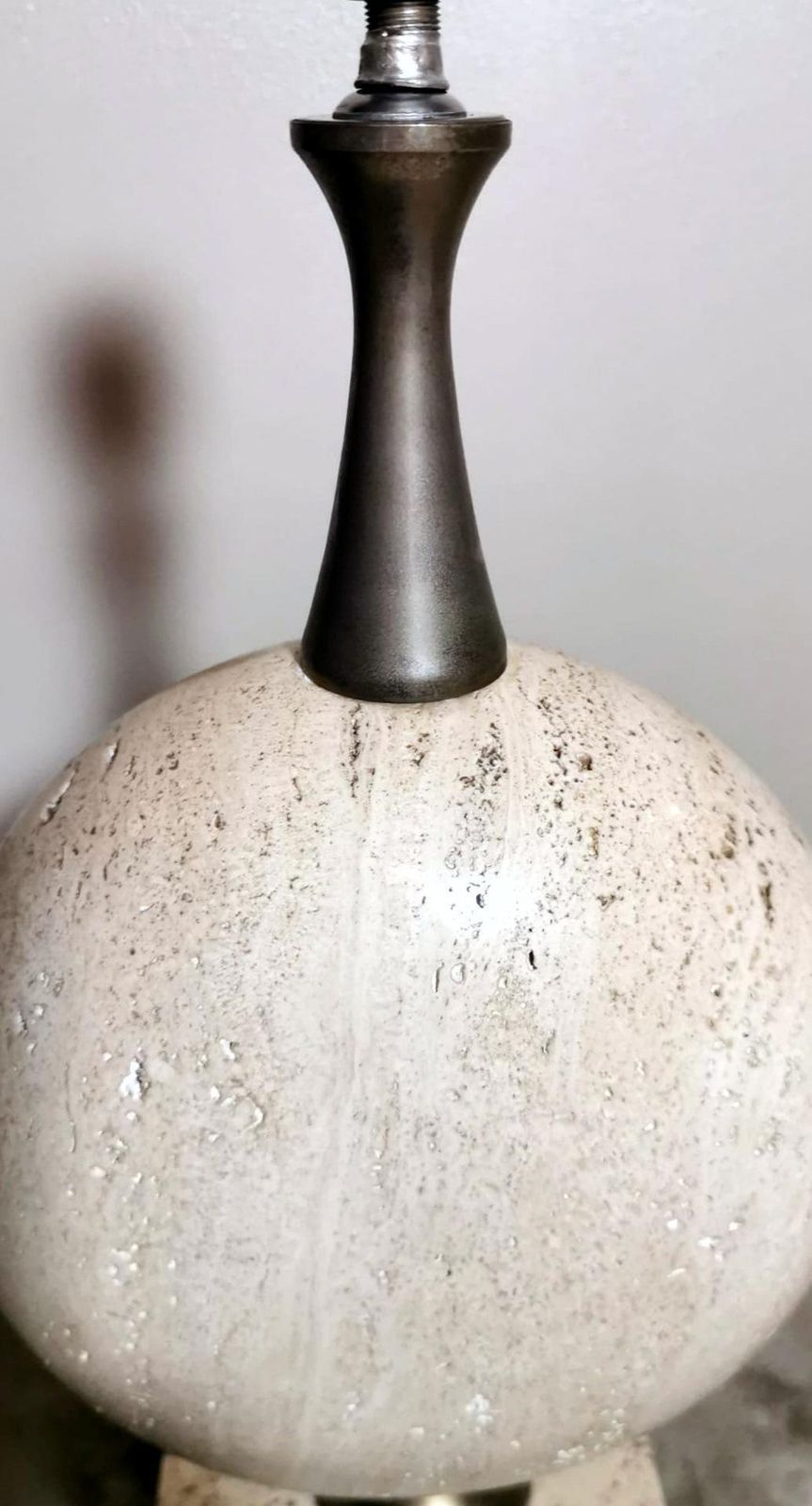 photo for sale Philippe Barbier Designer Modern French Lamp In Travertine (Without Lampshade)