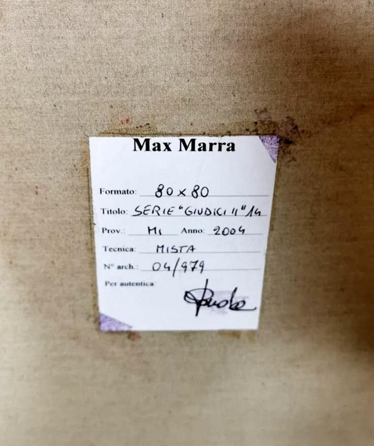 Max Marra Couple Paintings "Giudici II" Mixed Technique On Canvas, Italy photo vintage