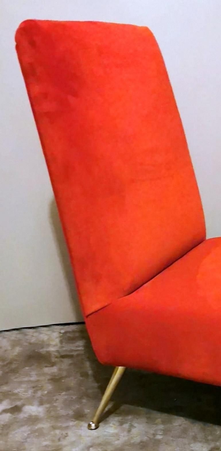 1140.0 Zanuso Marco Style Italian Armchair With Red Velvet photo