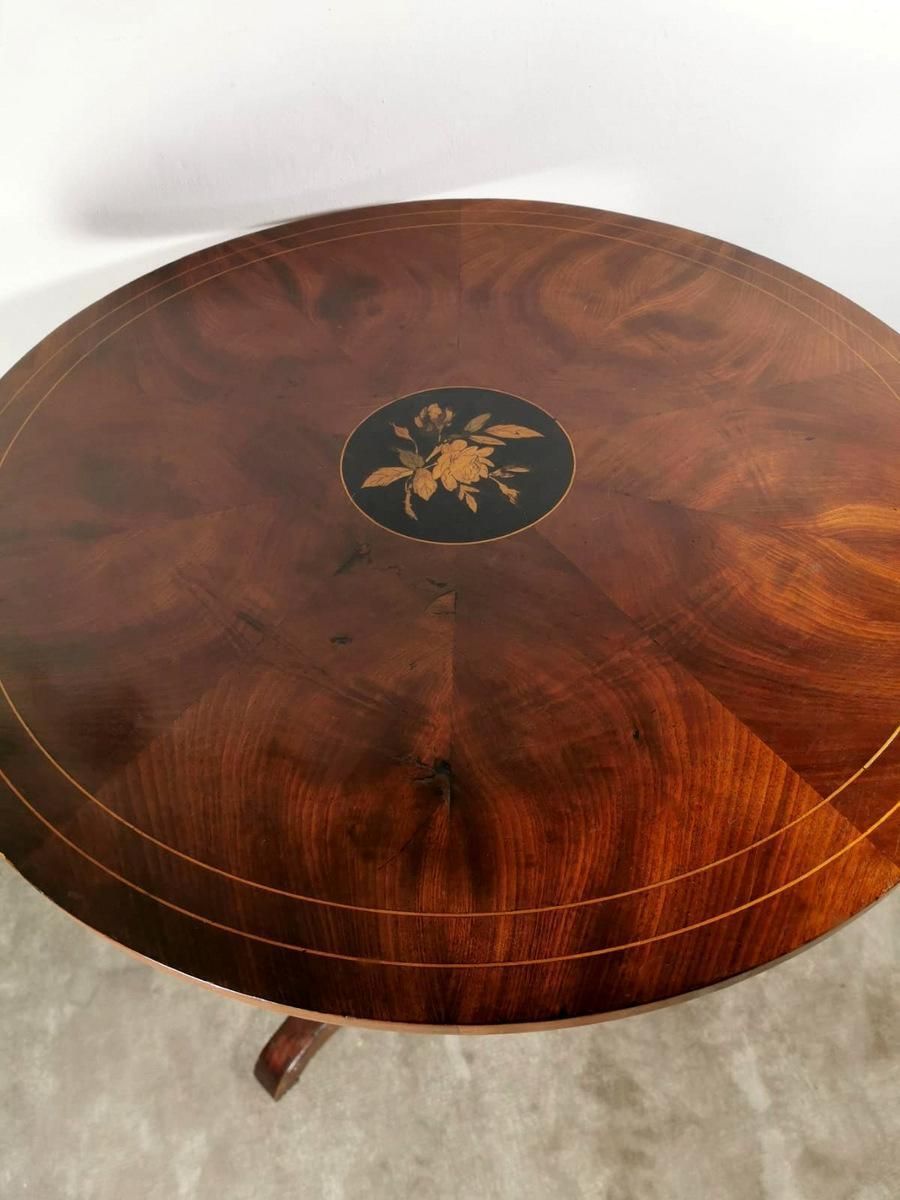 Louis Philippe Style Feather Walnut Coffee Table With Tripod North Italy photo Furniture