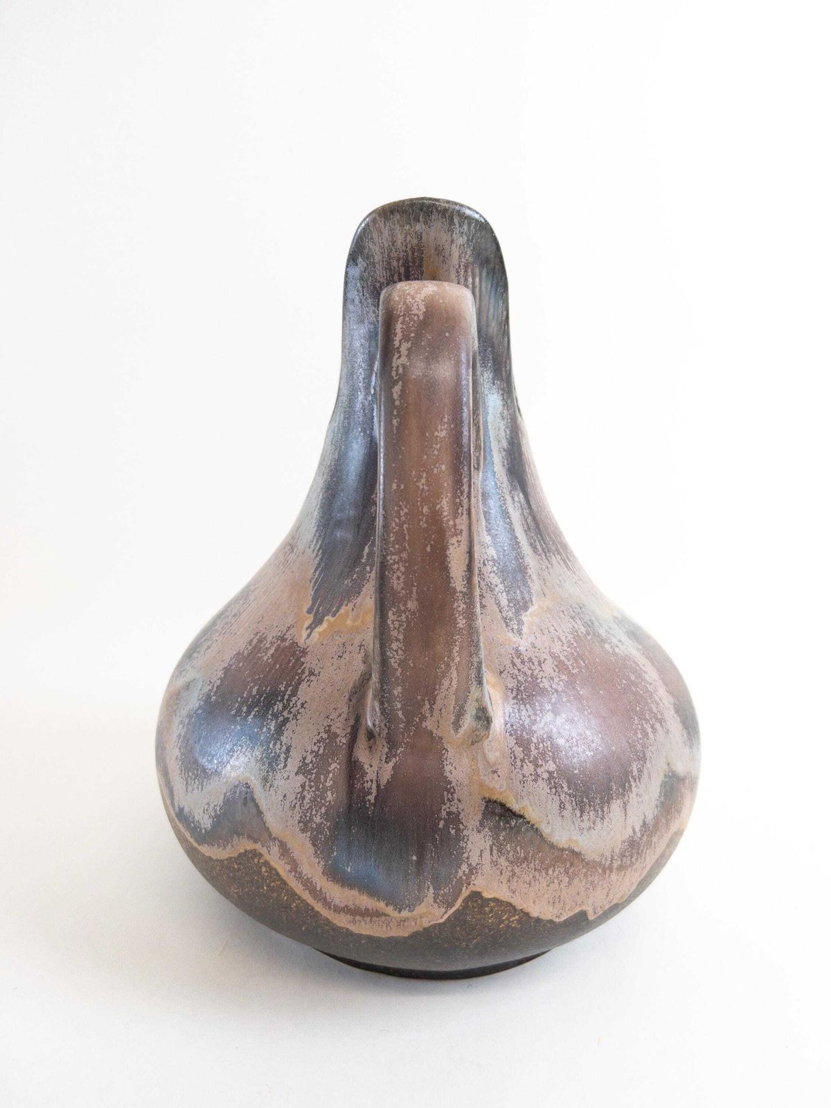Large Dümler And Breiden Vase With Handle   West German Pottery   Earthy Toned Dramatic Beak Opening Vase   D & B 057 30 photo 160.0