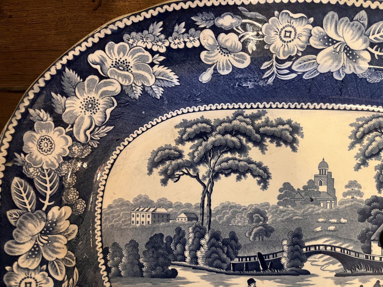 Lovely 19thc Staffordshire Pearlware Serving Platter Meat Plate photo for sale