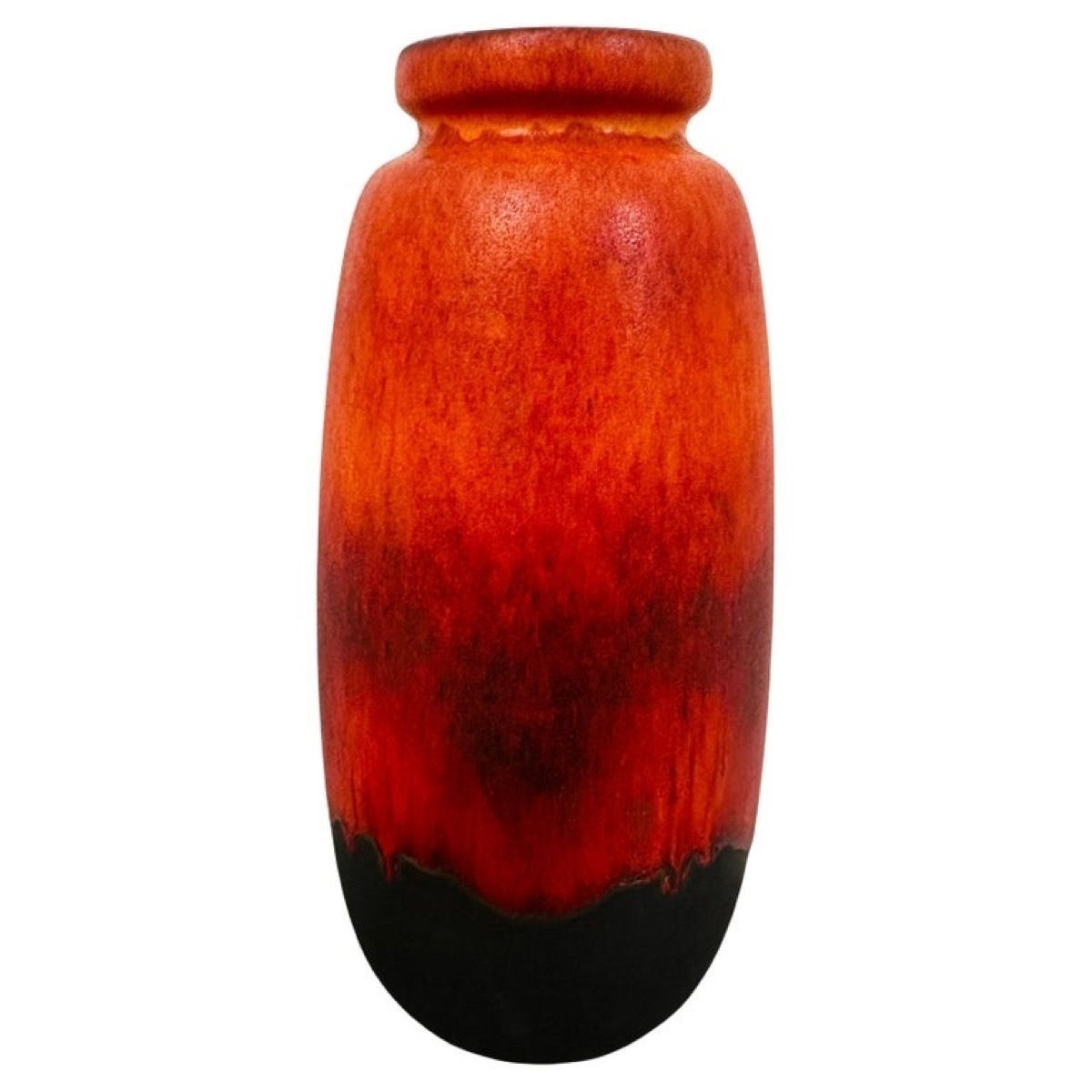 1970s German Scheurich Keramik Burnt Orange & Brown Fat Lava Vase