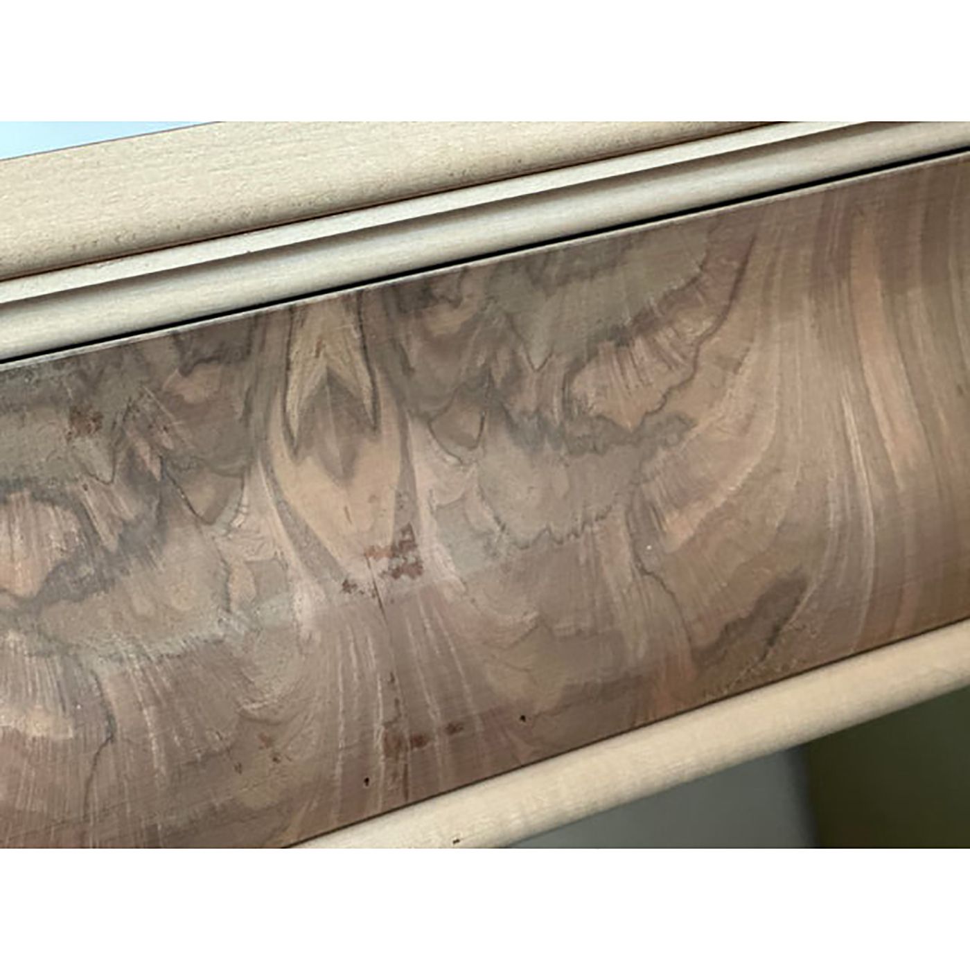 Italian Natural Consolle In Walnut Feather Wood And Maple And Walnut Inlays With Harp photo vinterior