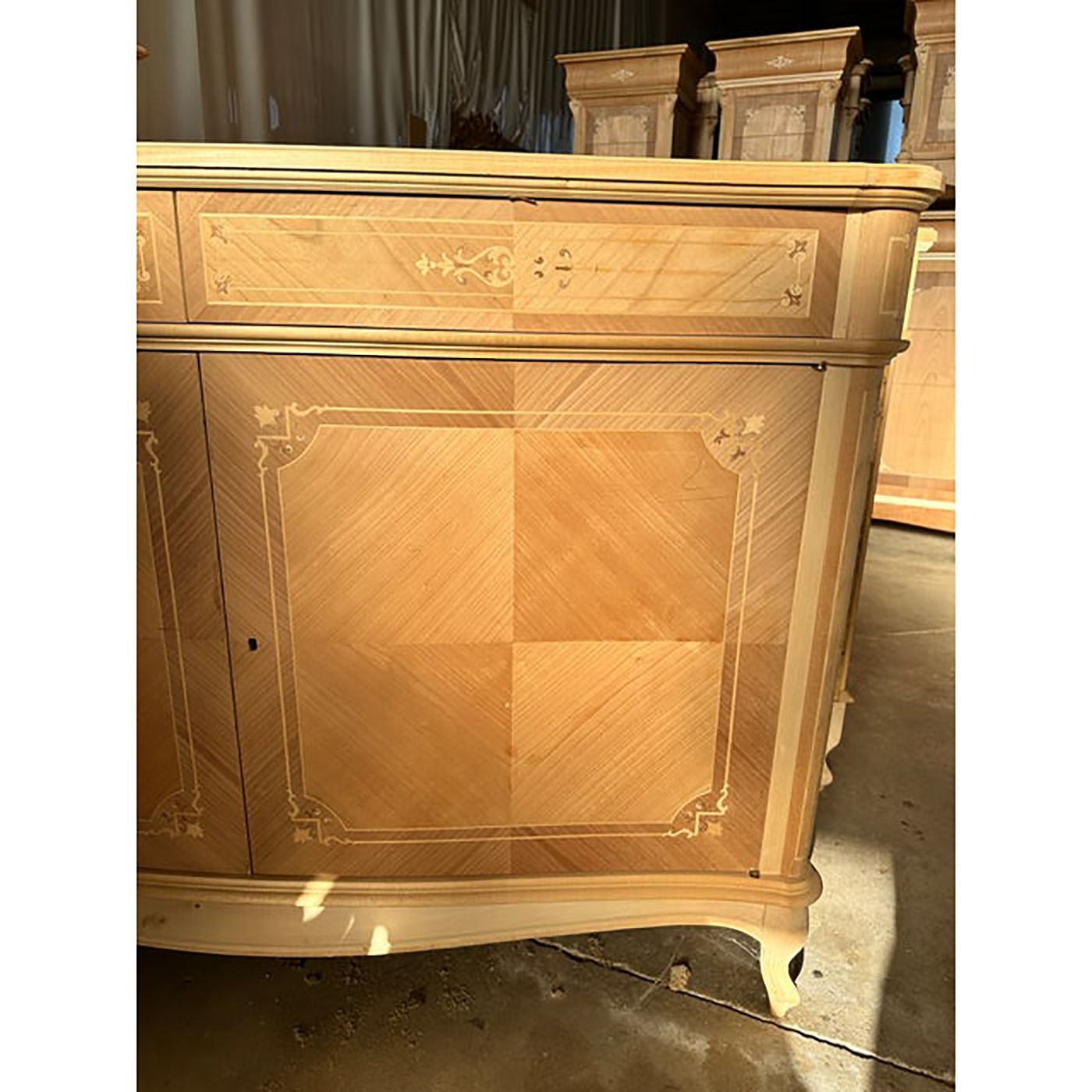 Contemporary Italian Natural Walnut Sideboard With Cherry Inlays photo for sale
