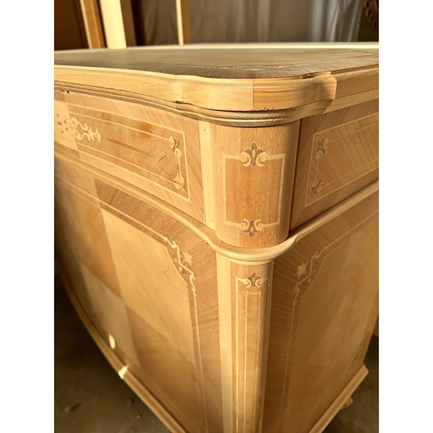 Contemporary Italian Natural Walnut Sideboard With Cherry Inlays photo vintage