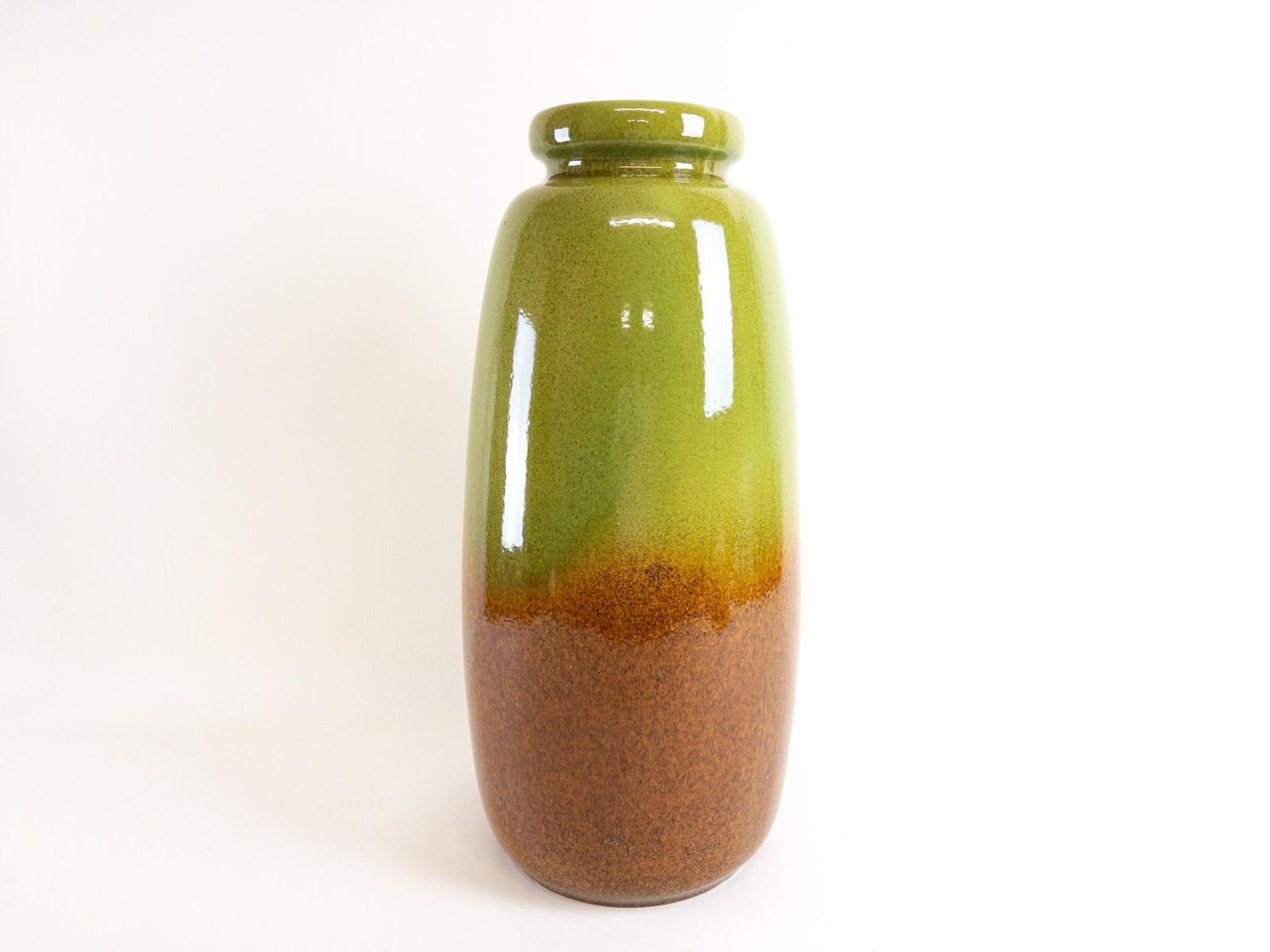 Xl West German Pottery Floor Vase By Scheurich   Green And Beige Earthy Vase   Scheurich 284 47 photo for sale