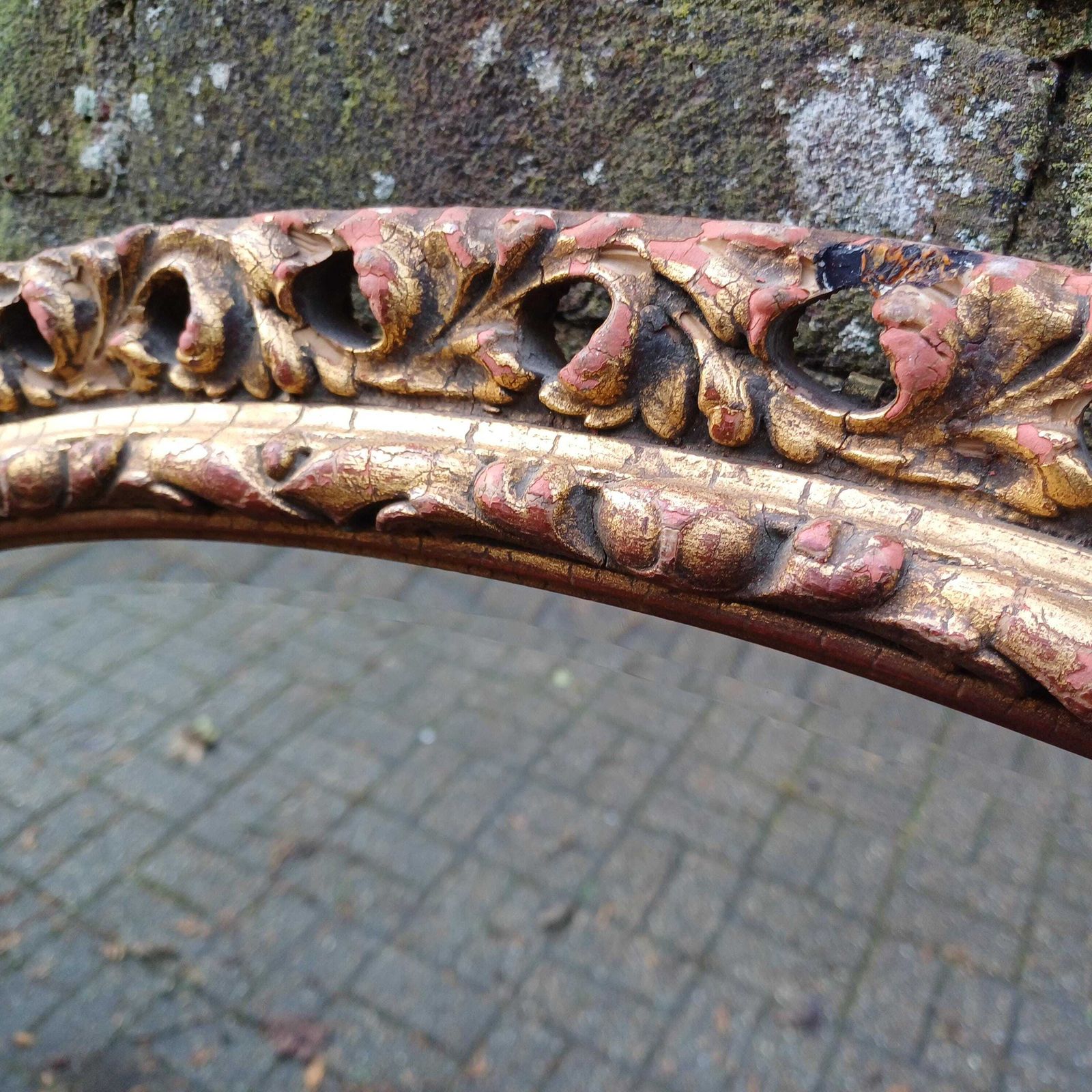 Beautiful Age Worn Gold Red With Highlights Oval Mirror Bevelled Glass photo Home Decor