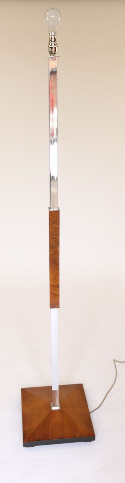 Art Deco Walnut & Chrome Standard Lamp photo for sale