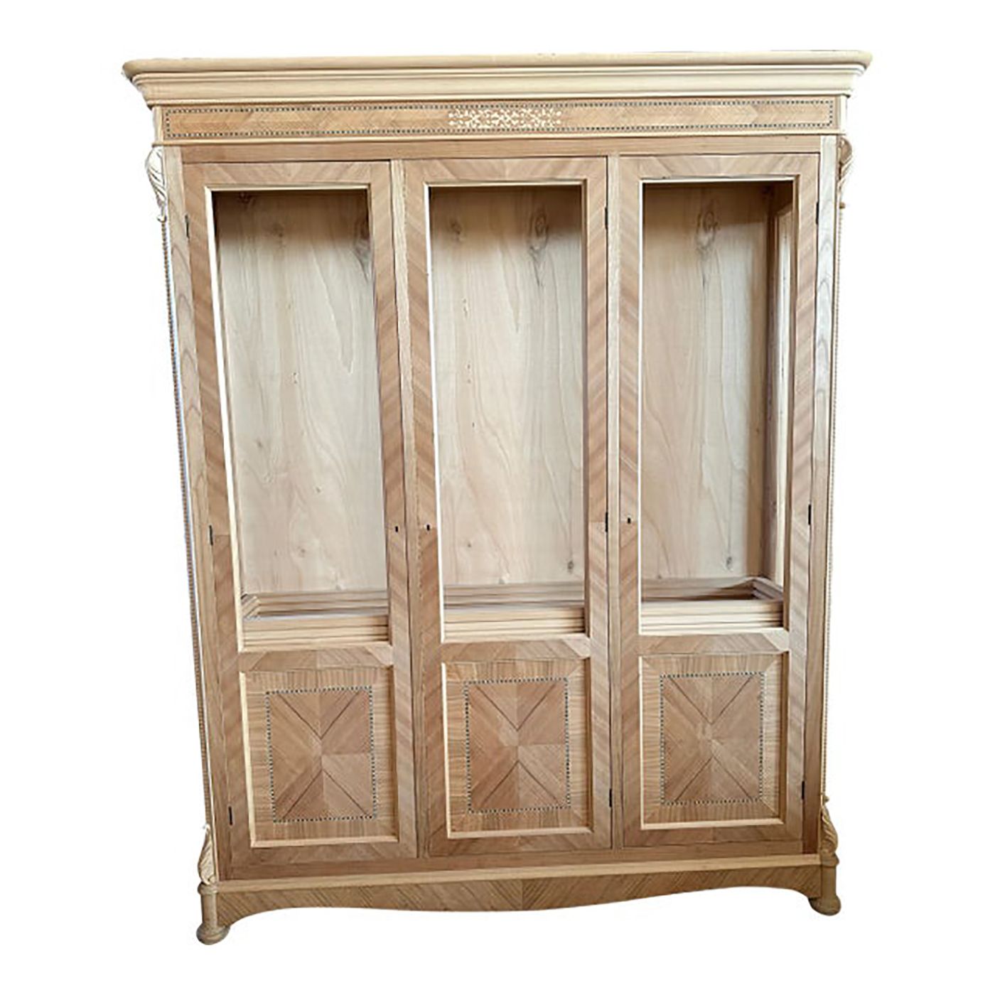 Walnut Cupboard With Cherry Inlays In Natural Raw Wood
