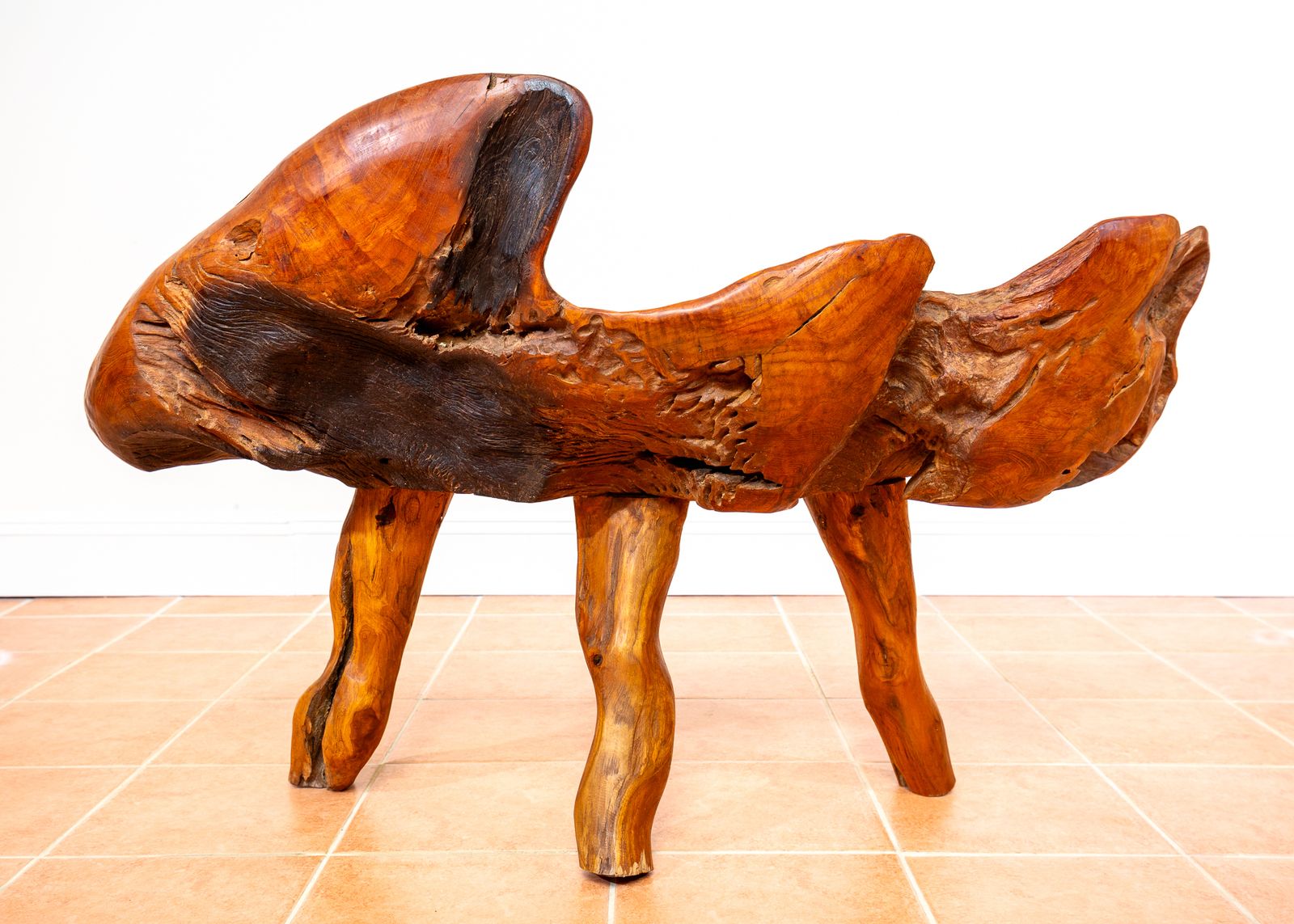 Sculptural Statement Bench Teak Root Natural Organic Artistic Wooden Rustic Vintag.E Minimalis.T Abstract Mid Century Mcm photo 2150.0