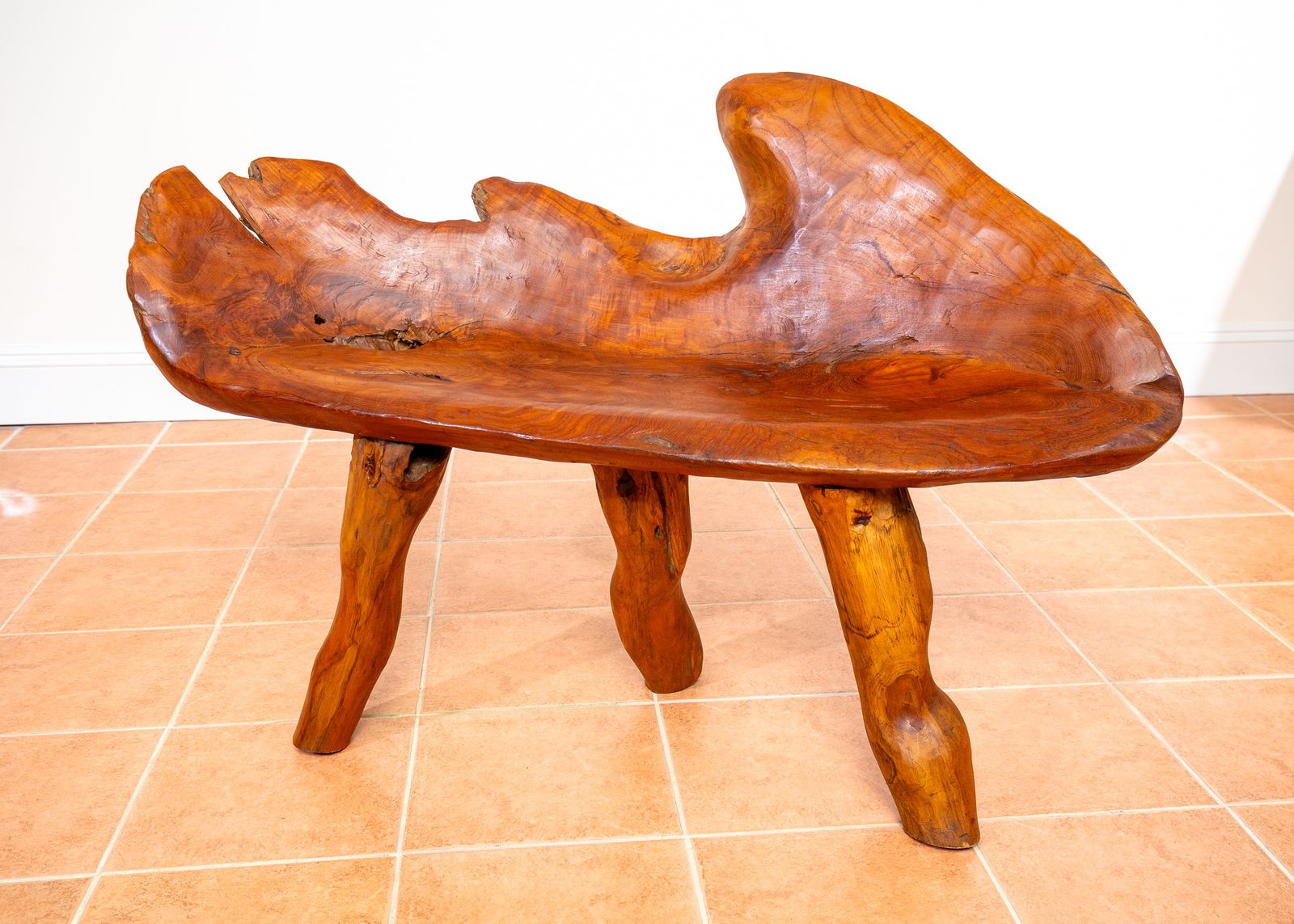 Sculptural Statement Bench Teak Root Natural Organic Artistic Wooden Rustic Vintag.E Minimalis.T Abstract Mid Century Mcm photo vinterior