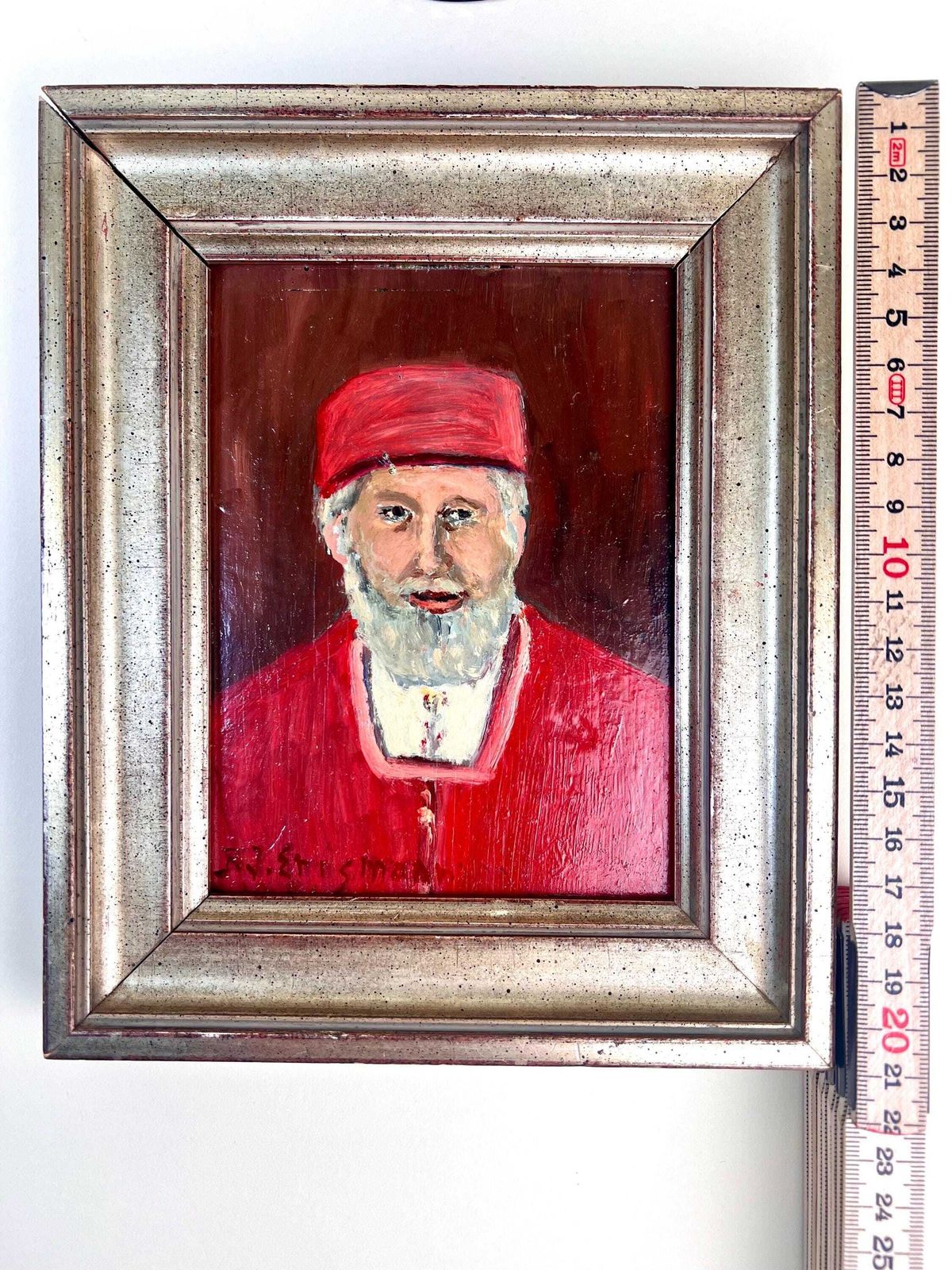 Vintage Swiss Folk Art Painting Clergy Man Portrait By Friedrich Johann Erismann, Signed Original Art, Gift From Switzerland, Swiss Alps photo buy