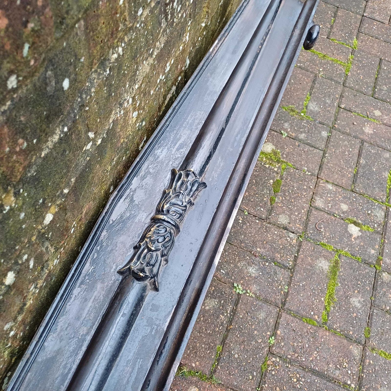 photo for sale Huge Stripped Heavy Iron And Brass Fireplace Fender Guard