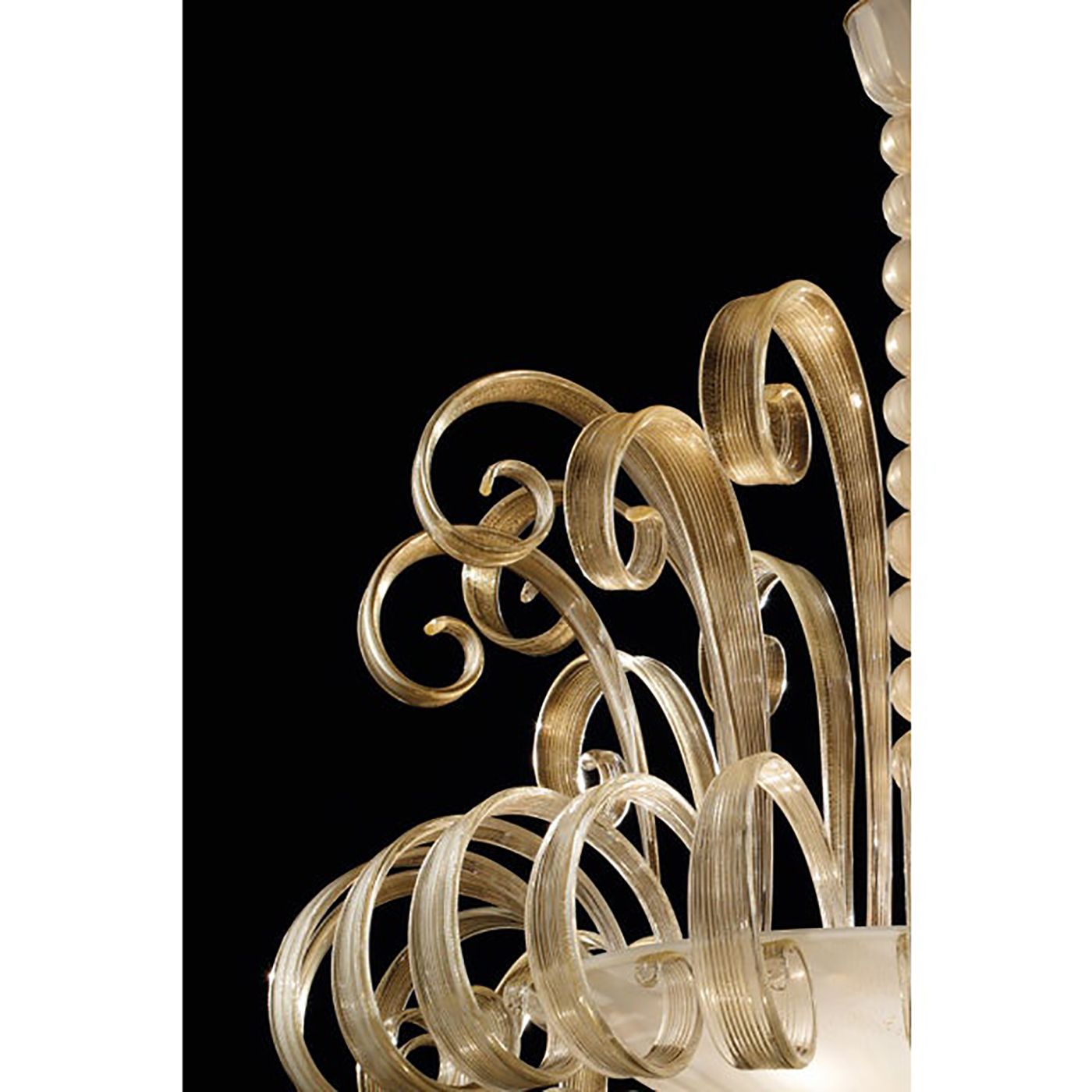Venetian White And Gold Murano Style Glass Chandelier photo vinterior