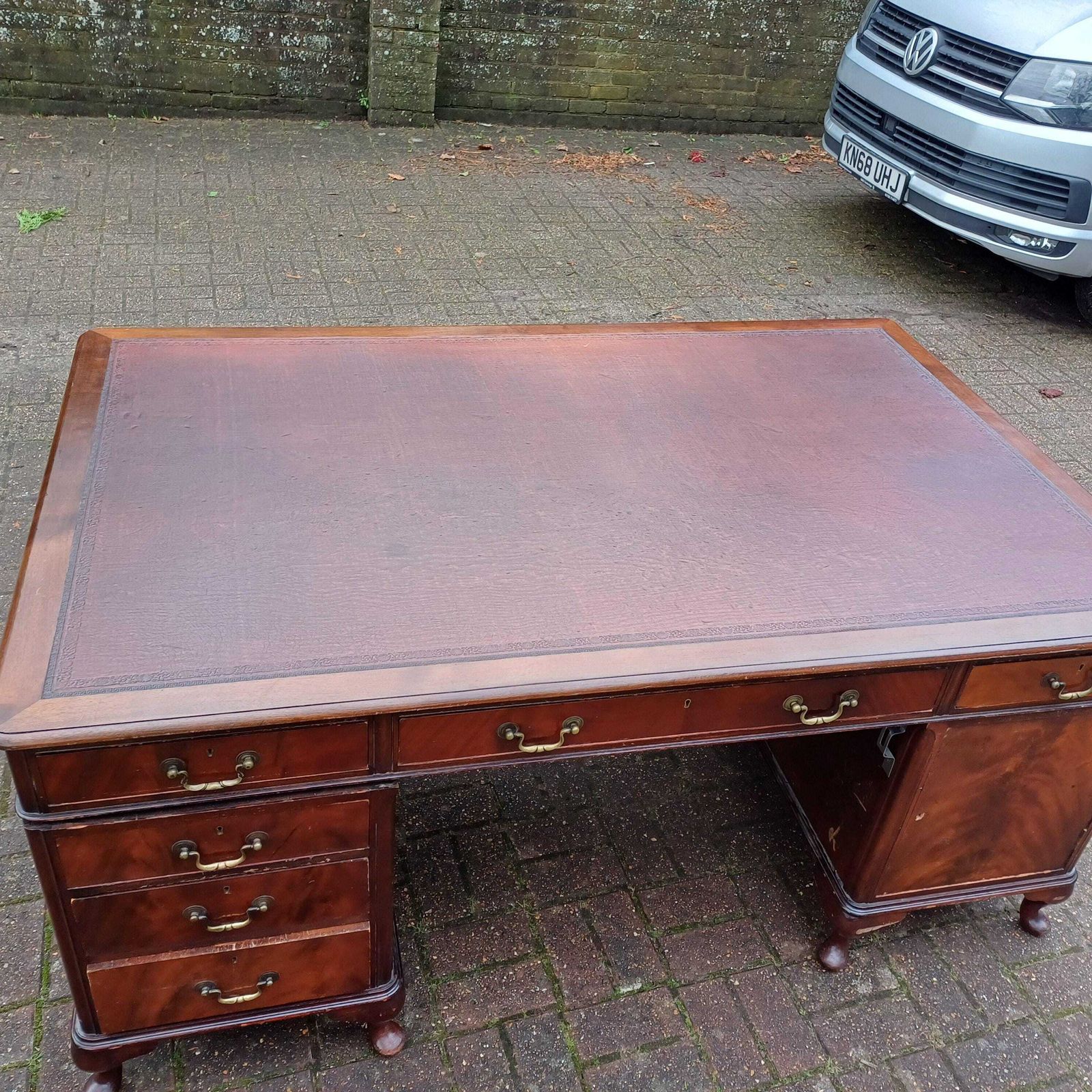 Huge Vintage Mahogany 60s/70s Partners Pedestal Kneehole Desk. 168 X 107 Cm photo 995.0
