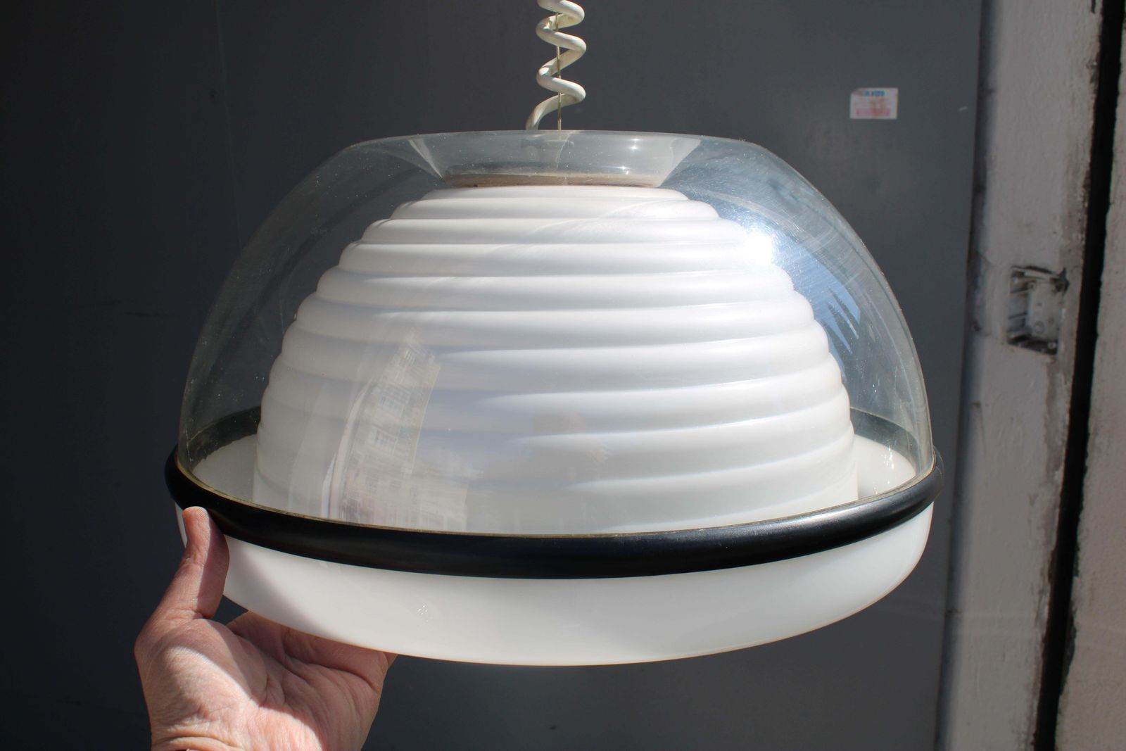Lighting 1970 Italian Pop Art Chandelier Plastic Cap Sottsass Style Molin photo