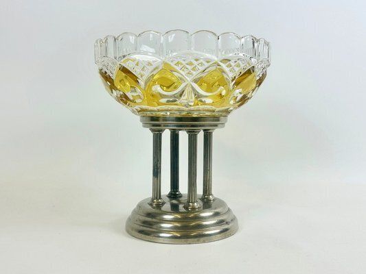 Art Deco Czech Crystal Cut Glass Sweets Bowl, 1960s