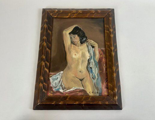 Art K. Voralkova, Nude Of Woman, 1960, Acrylic On Canvas, Framed photo