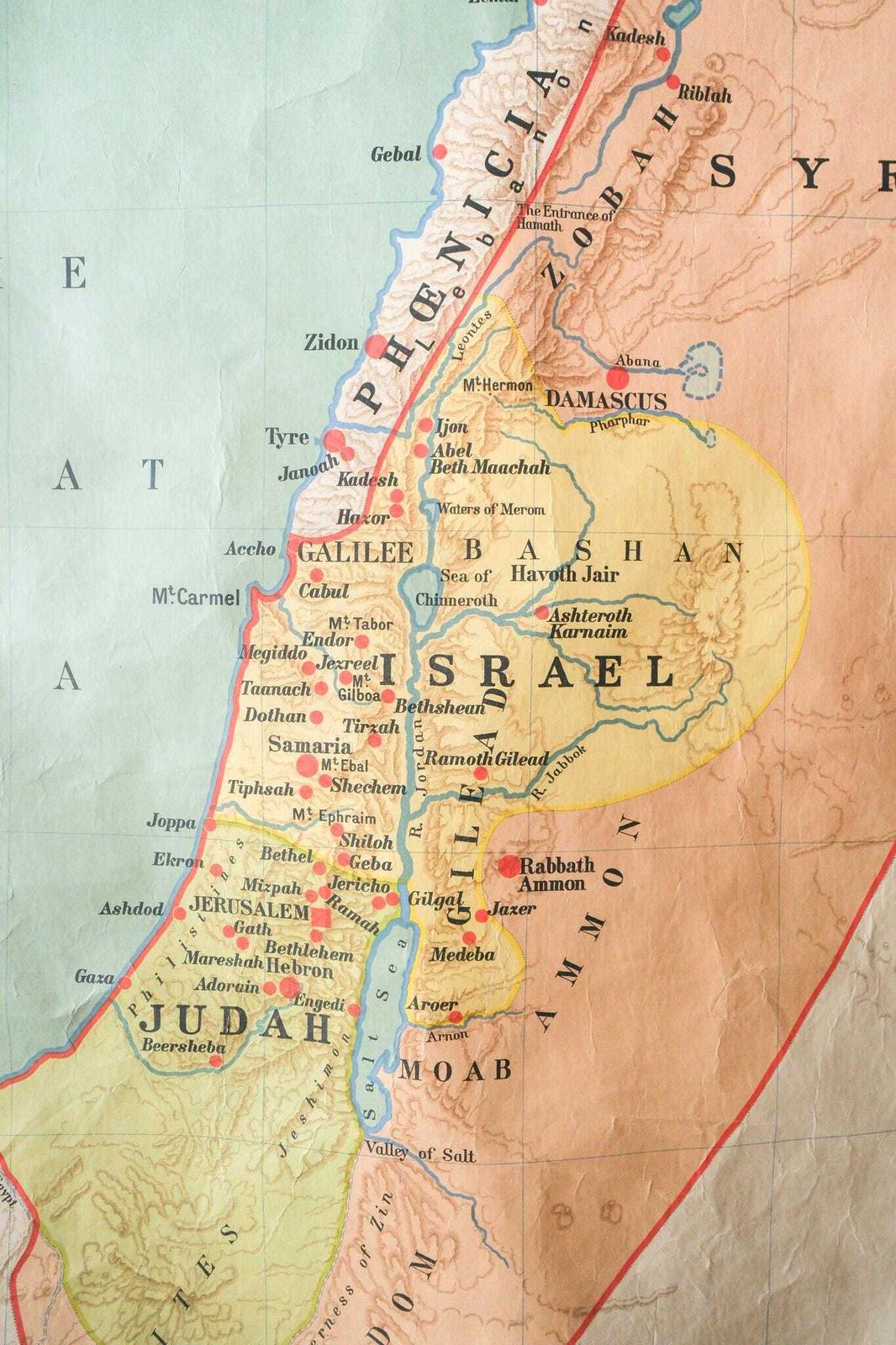 Vintage British Educational School Wall Chart Holy Land In The Time Of The Kings Historical Map Geography George Philip 1950s photo Art