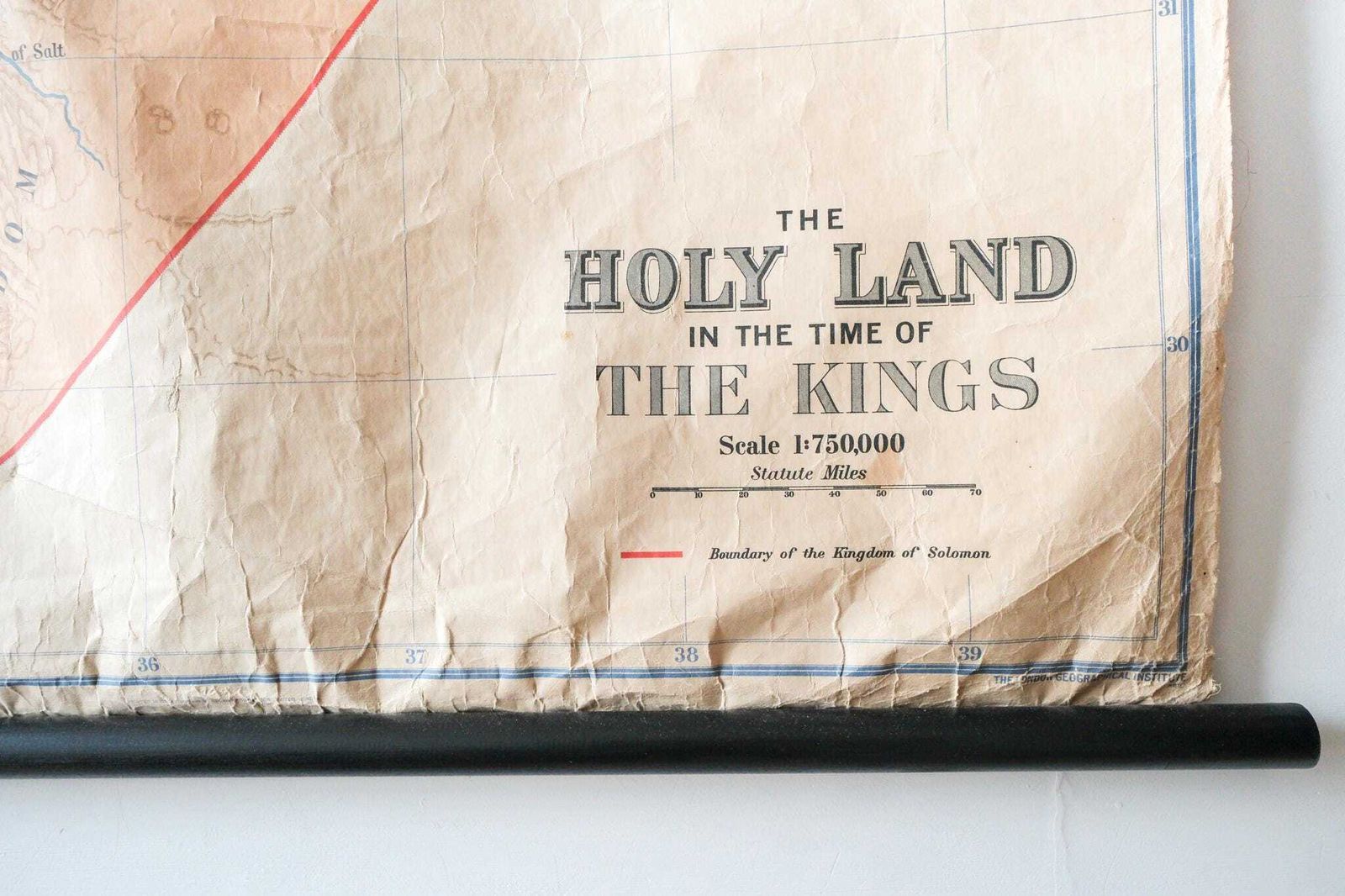 Vintage British Educational School Wall Chart Holy Land In The Time Of The Kings Historical Map Geography George Philip 1950s photo 265.0