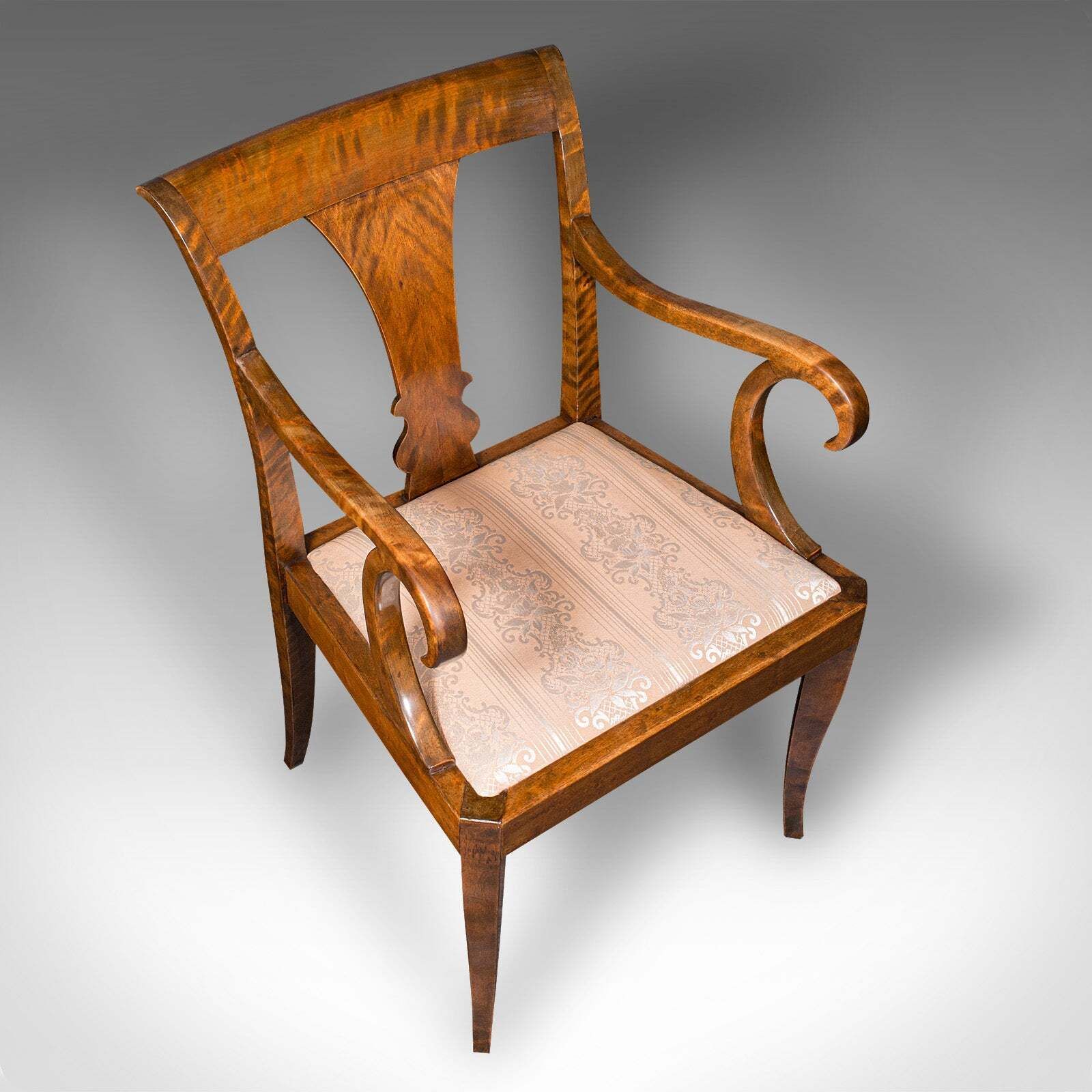 Vintage Elbow Chair, Continental, Satinwood, Seat, Biedermeier Taste, Art Deco photo vinterior