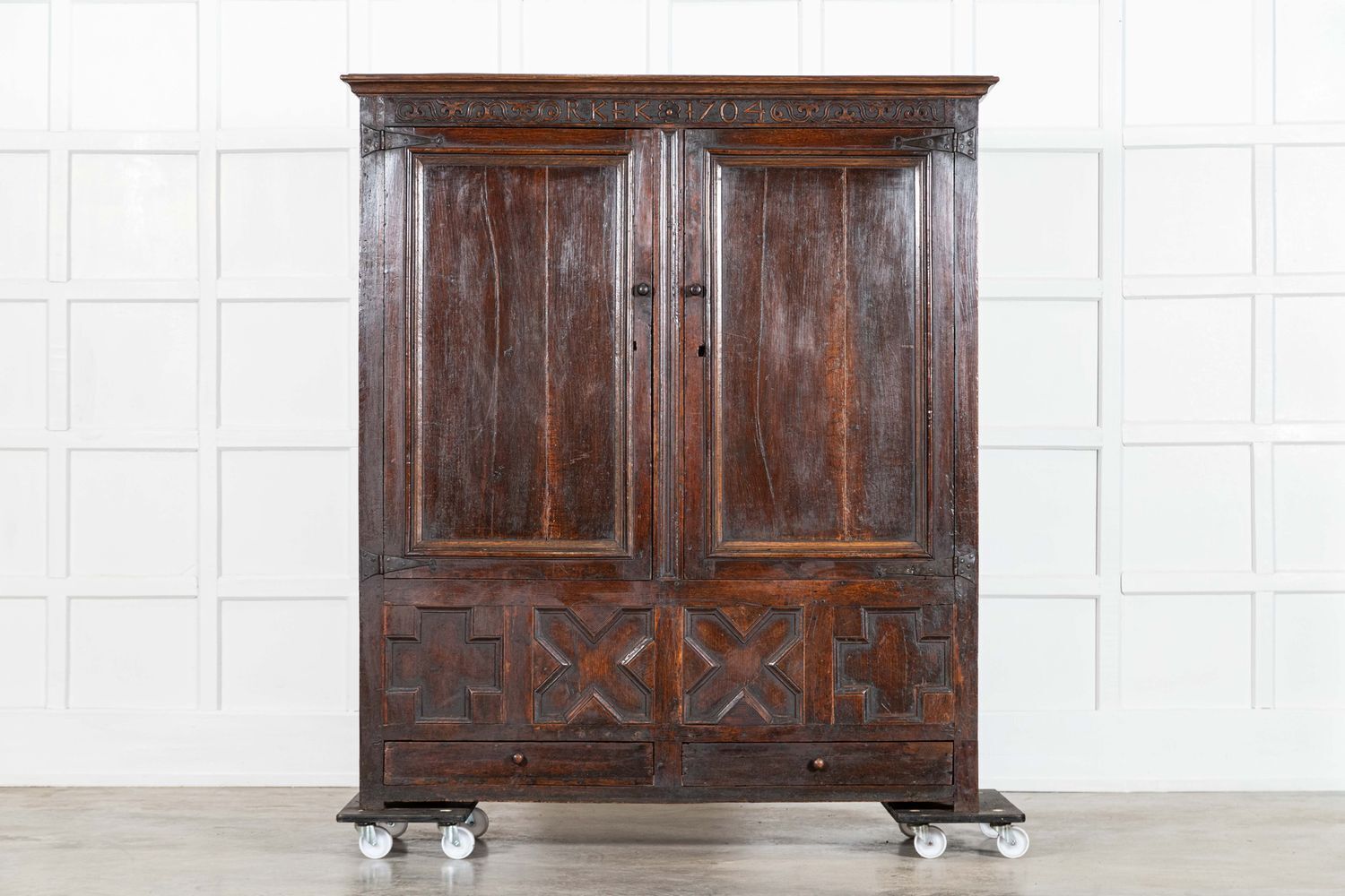 Large English Early 18thc Oak Cabinet