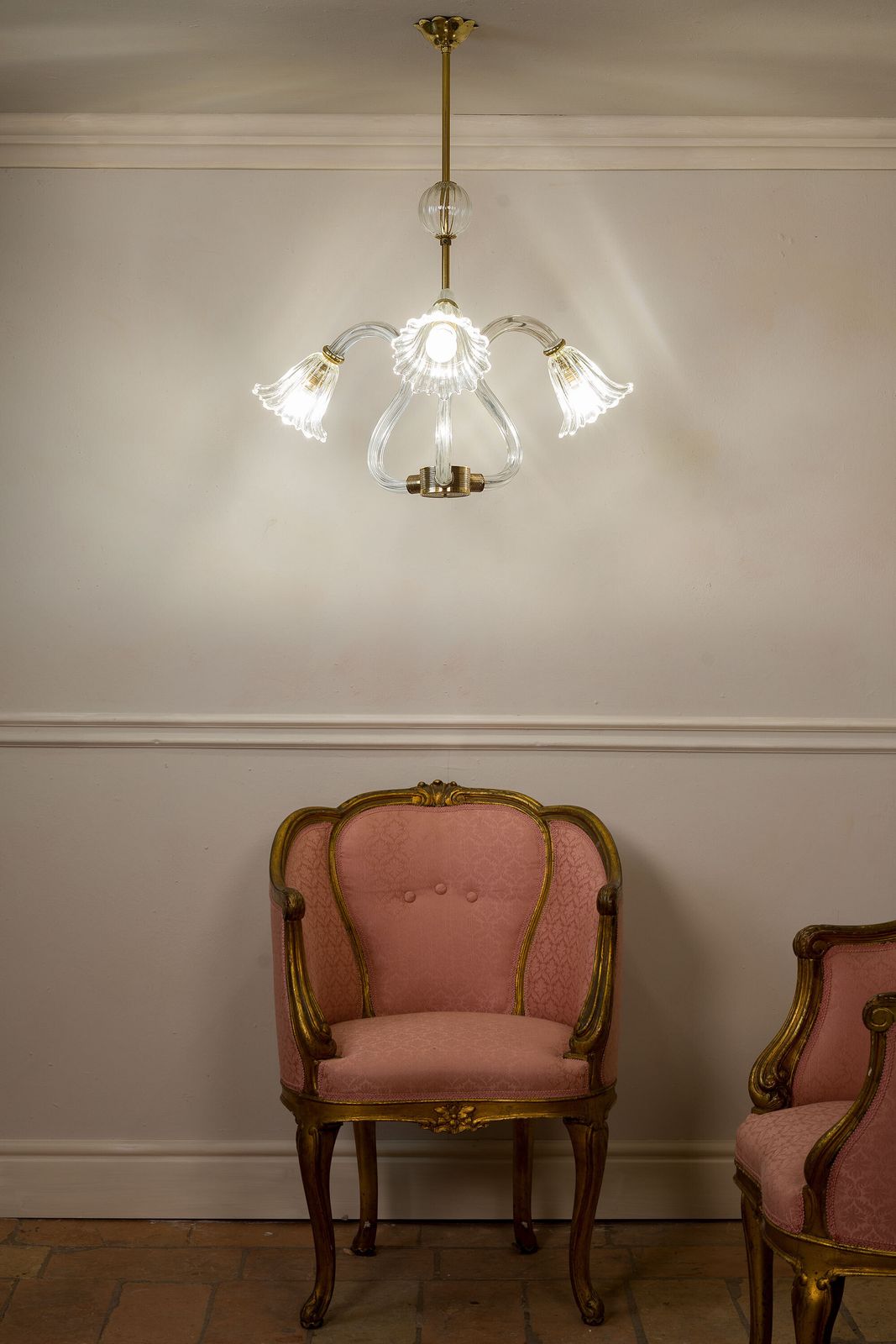 Vintage Murano Glass Chandelier By Barovier & Toso, Three Light. photo 1030.0