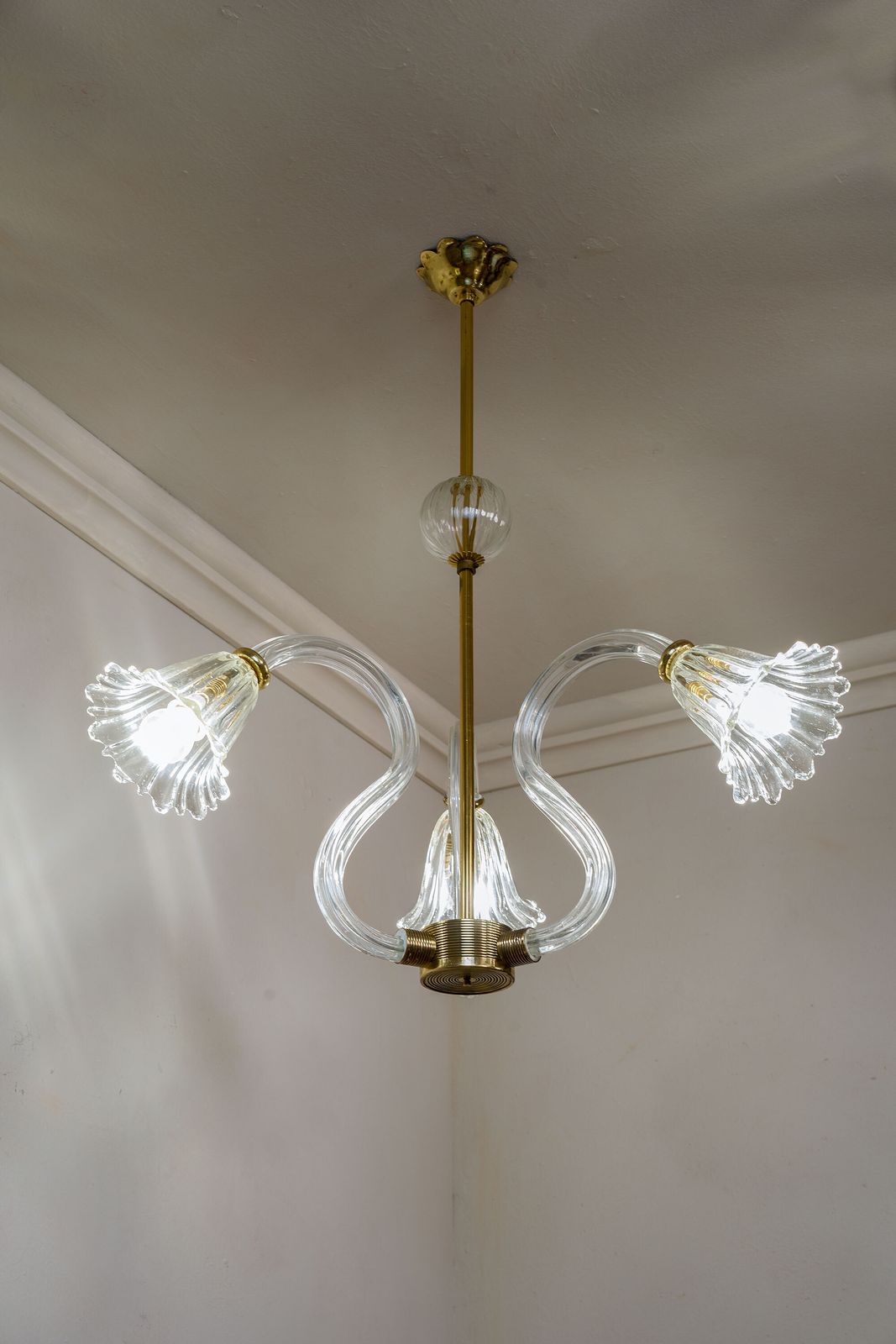 photo for sale Vintage Murano Glass Chandelier By Barovier & Toso, Three Light.