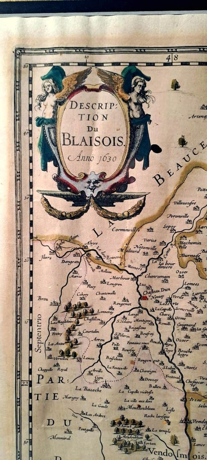 676.0 Dutch Print “Description Du Blaisois” In Italian Frame With Mirrors photo