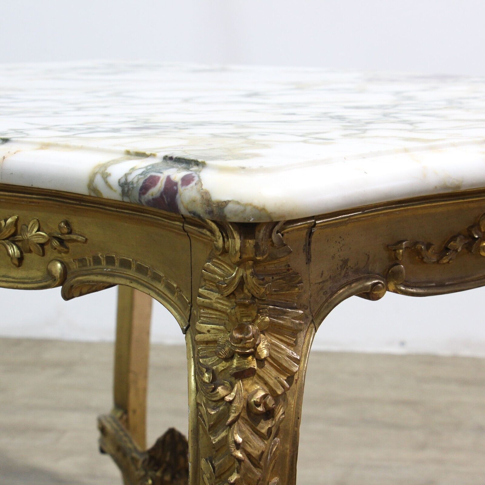 French Carved Gilt Wood Centre Table In Louis XVI Style photo vintage