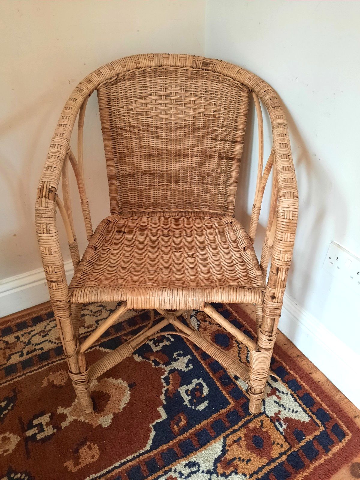 Antique Vintage Art Deco Era Cane Work Conservatory Chair By "Perart" Circa 1921 photo furniture