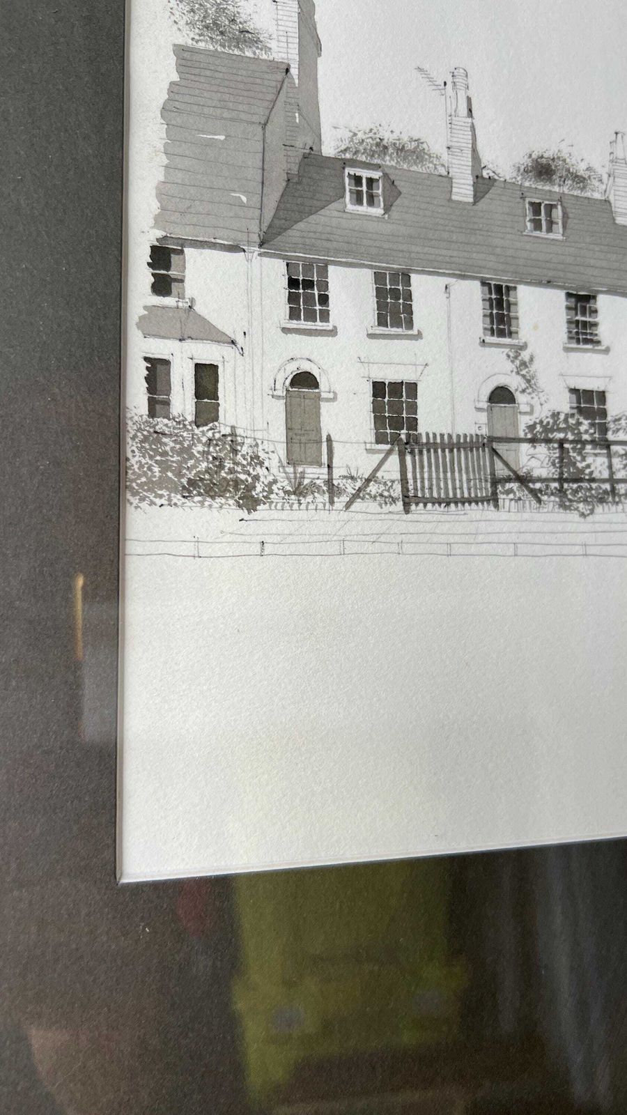 Signed Pencil And Watercolour Architectural Drawing – Framed photo Art