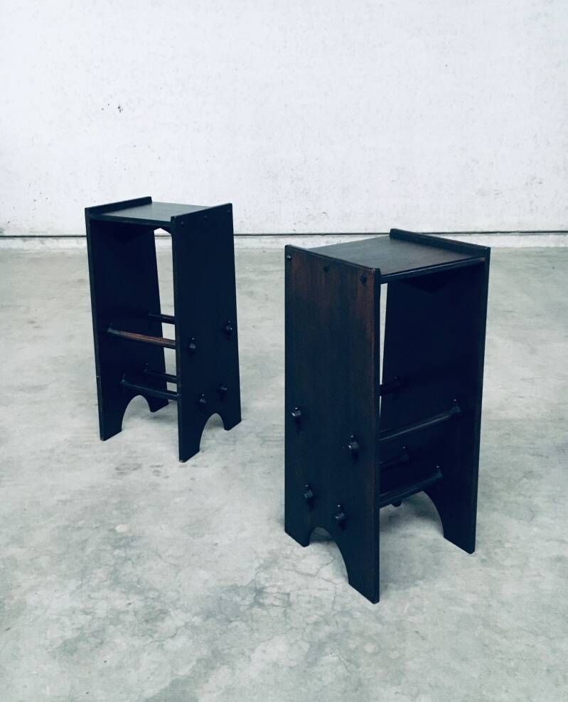 Arts & Crafts Design Handmade Bar Stool Set, 1920's France