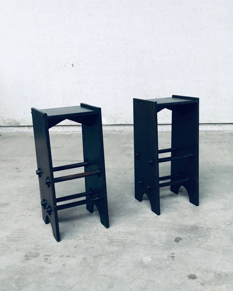 Arts & Crafts Design Handmade Bar Stool Set, 1920's France photo vinterior