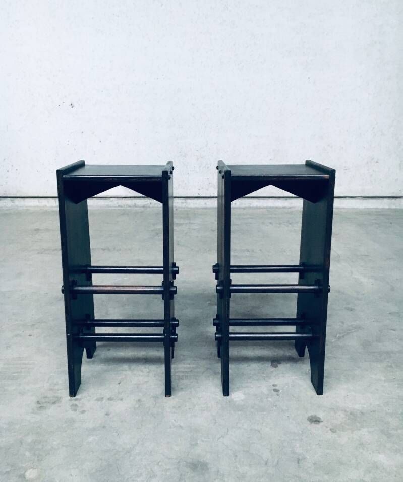 photo vinterior Arts & Crafts Handgemaakte Barkrukken, Set Van 2 – Frankrijk, Jaren 1920