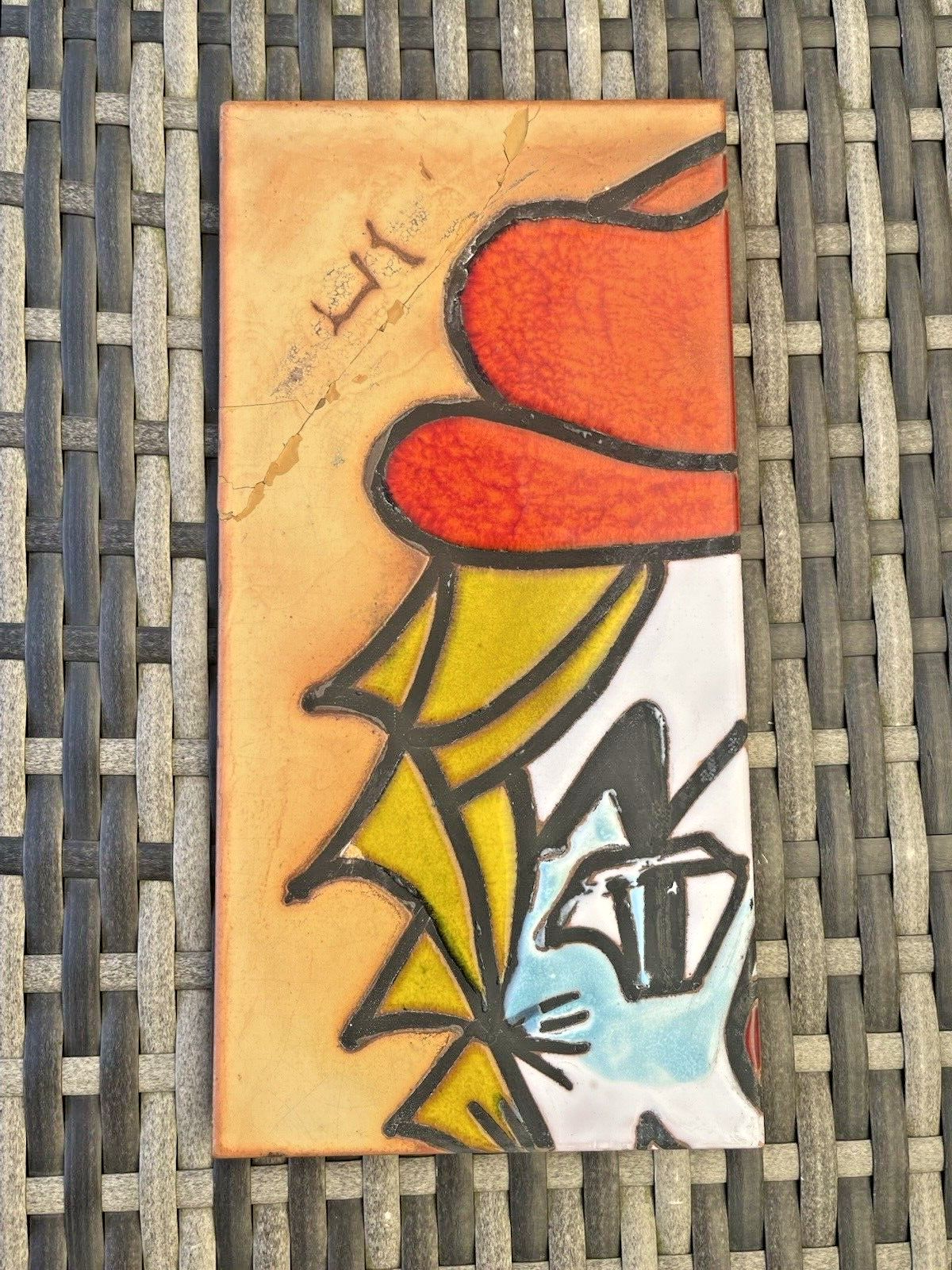Set Of 4 Mid Century French Vallauris Jp Arnone Clown Picture Tiles Wall Art 60s photo for sale