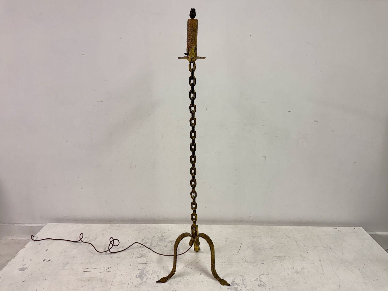 Gilt Metal Chain Link Floor Lamp In The Style Of Franz West photo furniture