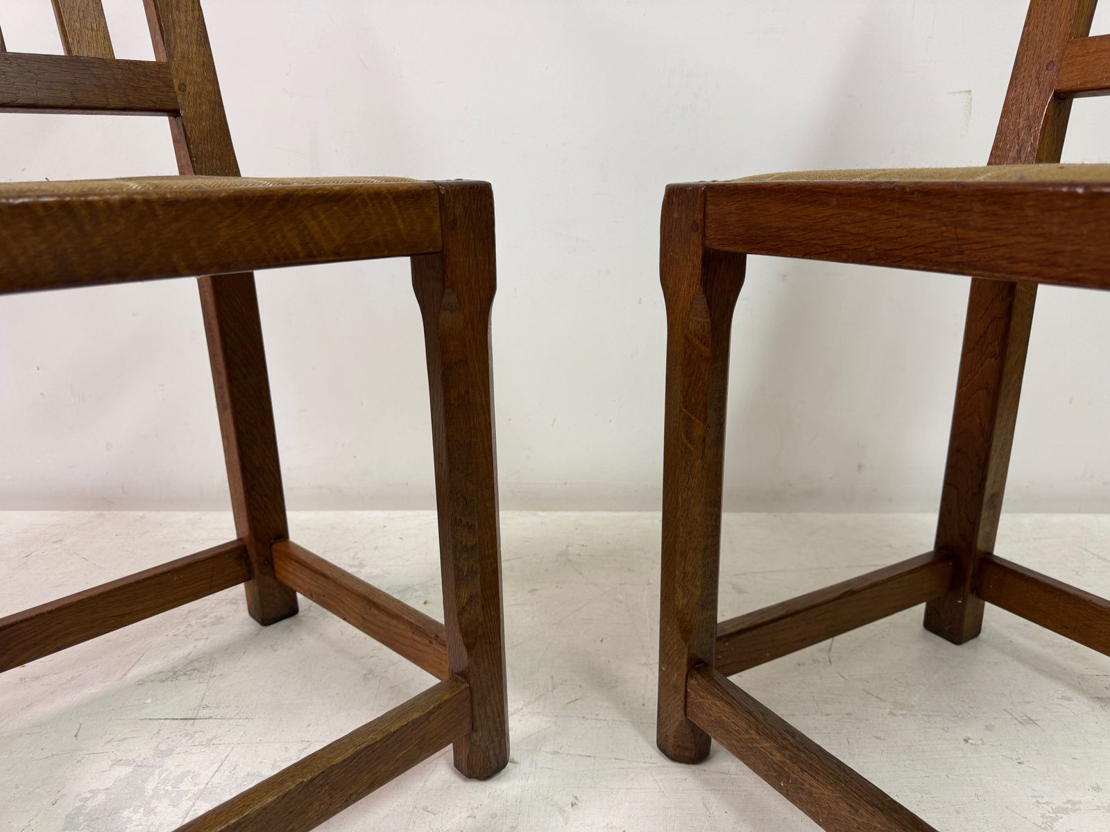 Furniture Set Of Seven Arts And Crafts Oak Dining Chairs photo